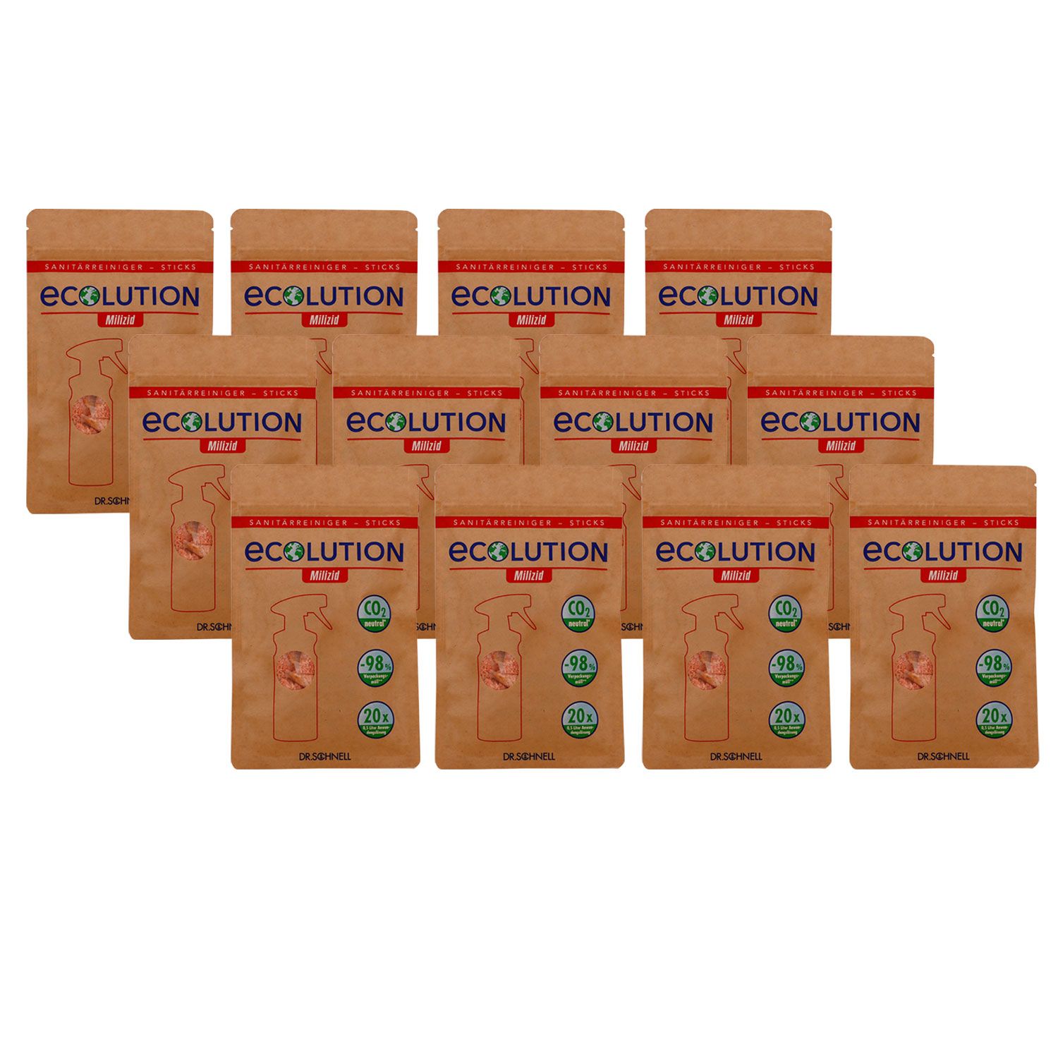 Dr. Schnell Ecolution Milizid 12 x 20 Sanit�rreiniger-Sticks Kalkl�ser