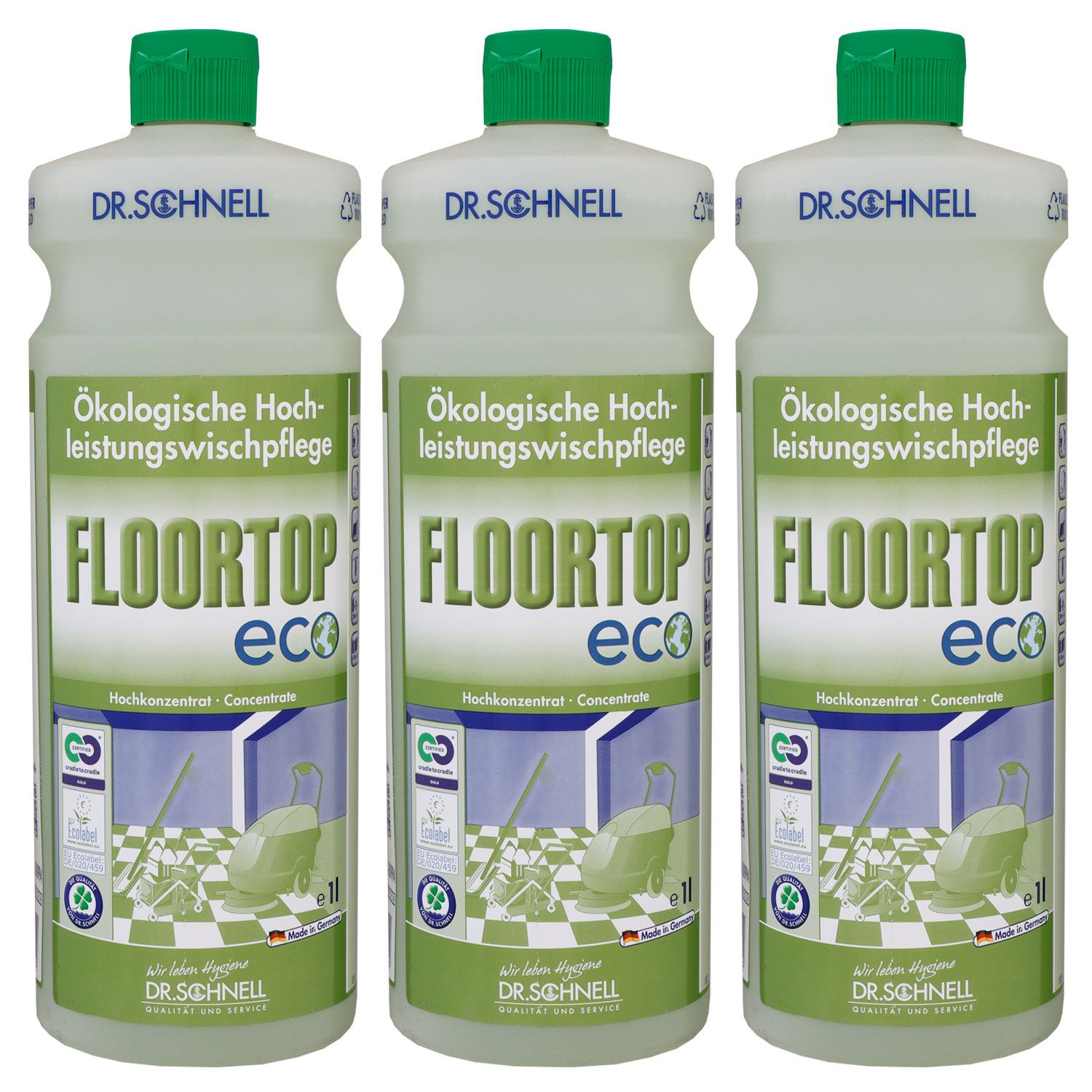 Dr. Schnell Floortop Eco 3 x 1 Liter Bodenreiniger �kologische Wischpflege