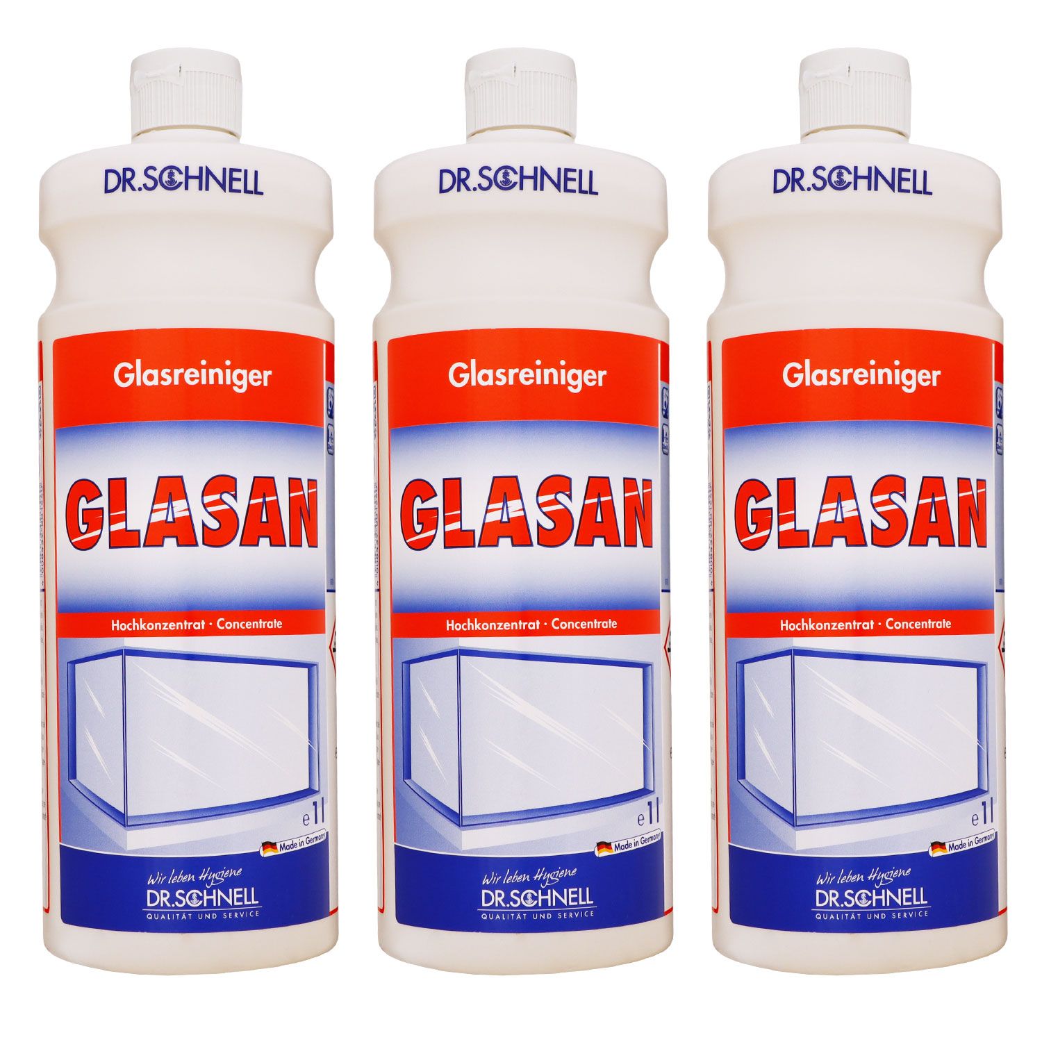 Dr. Schnell Glasan 3 x 1 Liter Gro�fl�chen Glasreiniger Profi Glasreiniger