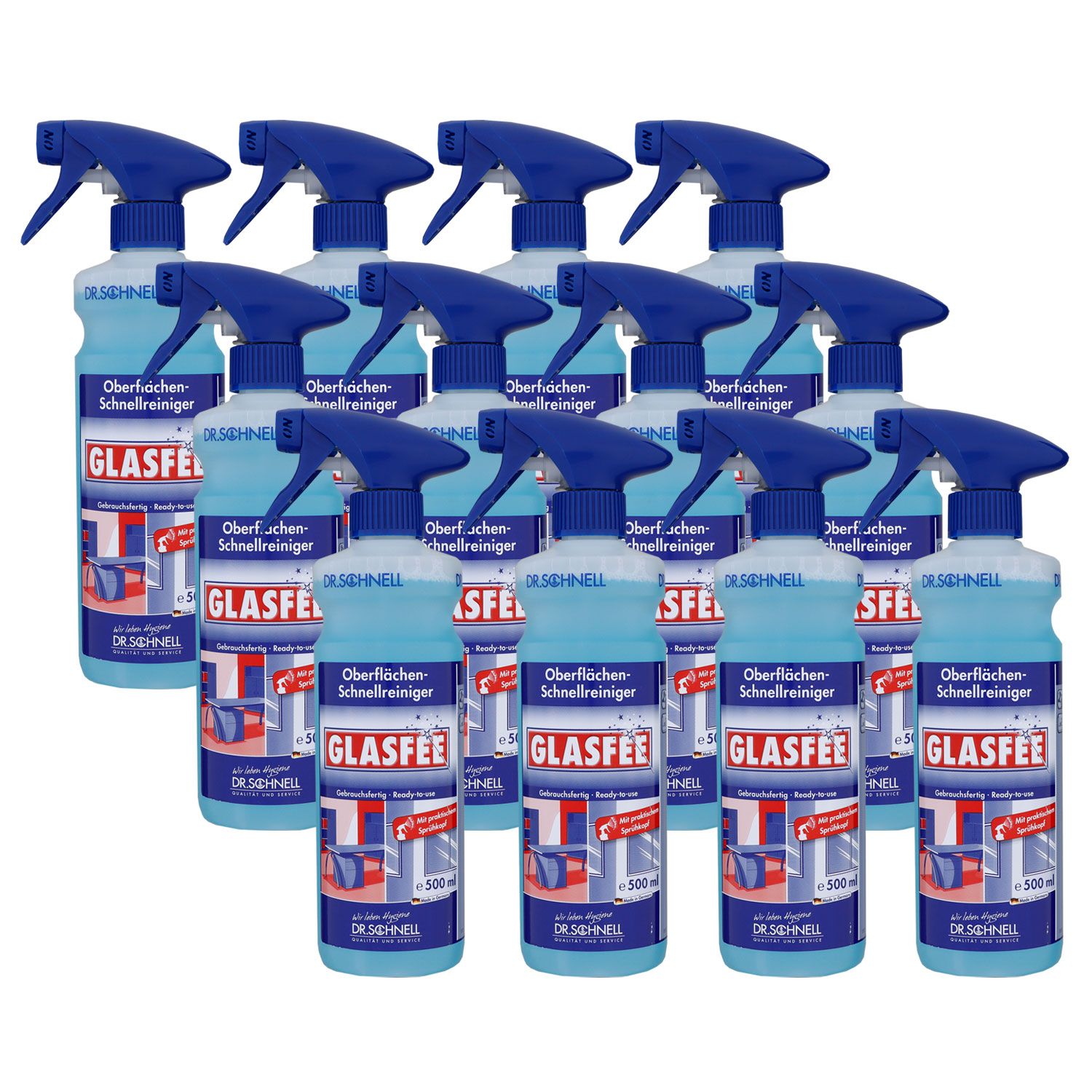 Dr. Schnell Glasfee 12 x 500 ml Glasreiniger mit Spr�hkopf Spray Set