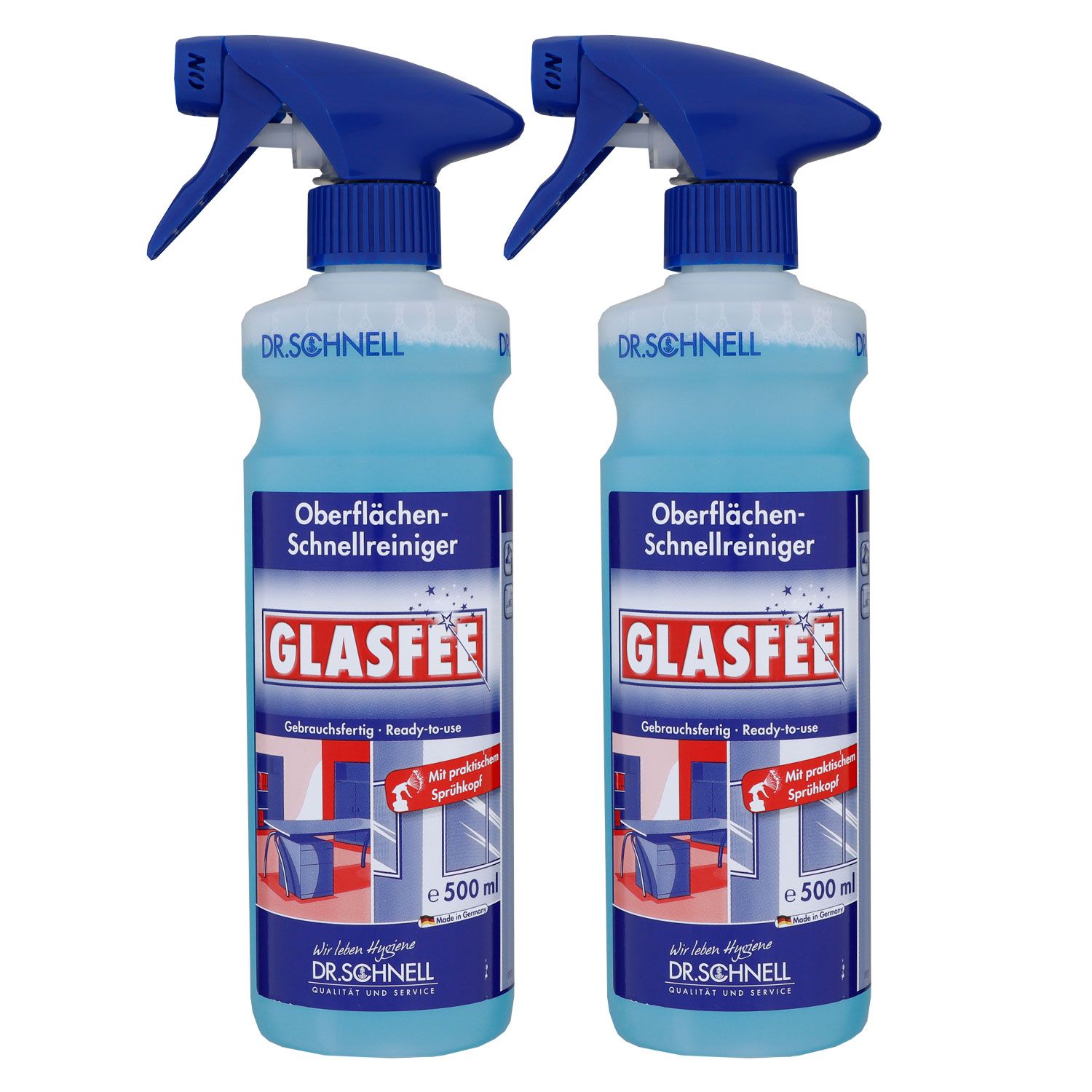 Dr. Schnell Glasfee 2 x 500 ml Glasreiniger mit Spr�hkopf Spray Set