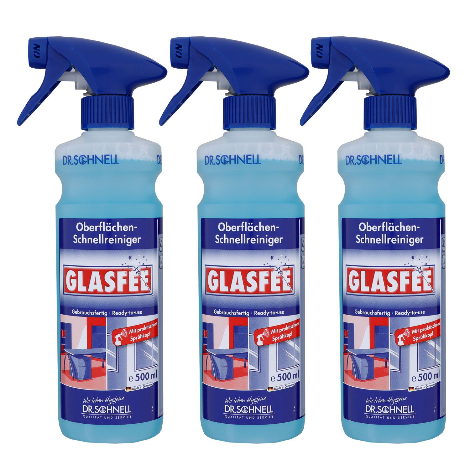 Dr. Schnell Glasfee 3 x 500 ml Glasreiniger mit Spr�hkopf Spray Set