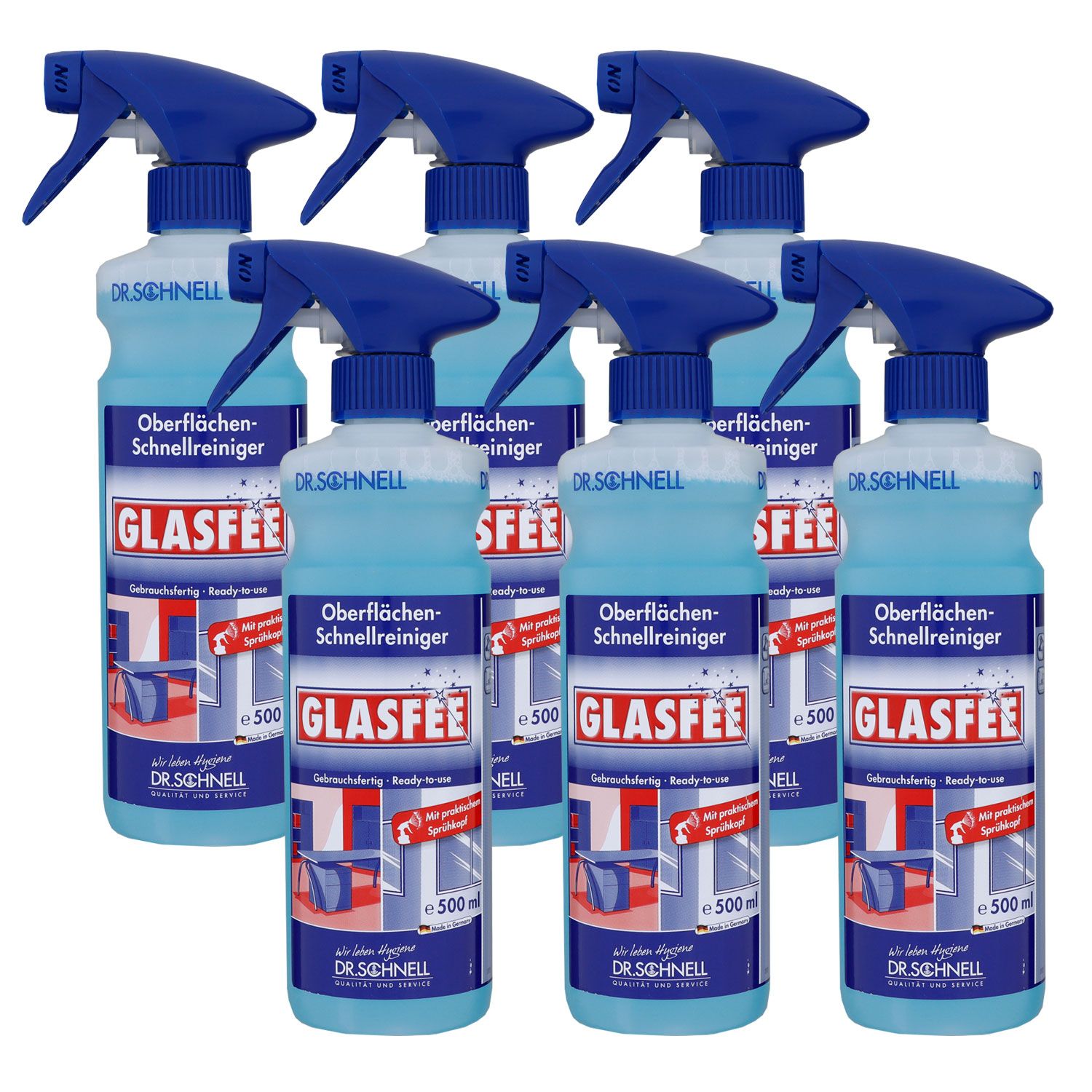 Dr. Schnell Glasfee 6 x 500 ml Glasreiniger mit Spr�hkopf Spray Set