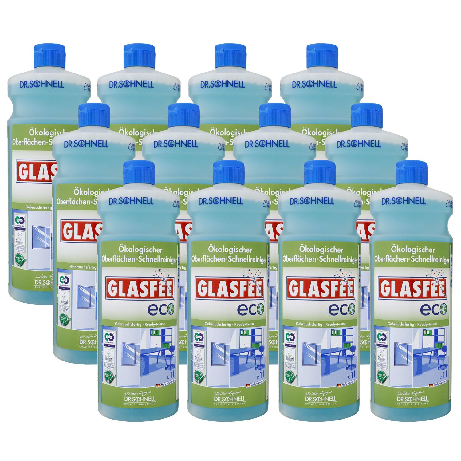 Dr. Schnell Glasfee Eco 12 x 1 Liter �kologischer Glas- und Oberfl�chenreiniger