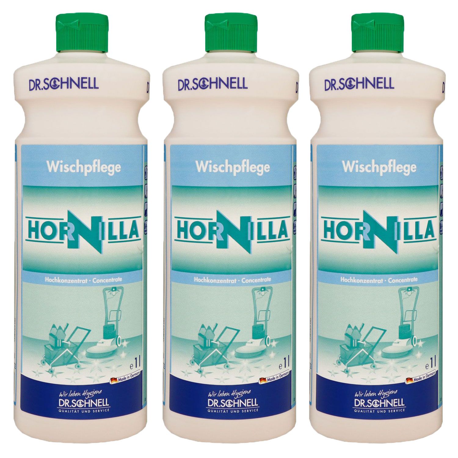 Dr. Schnell Hornilla 3 x 1 Liter Reinigung und Wischpflege seifenhaltig Set