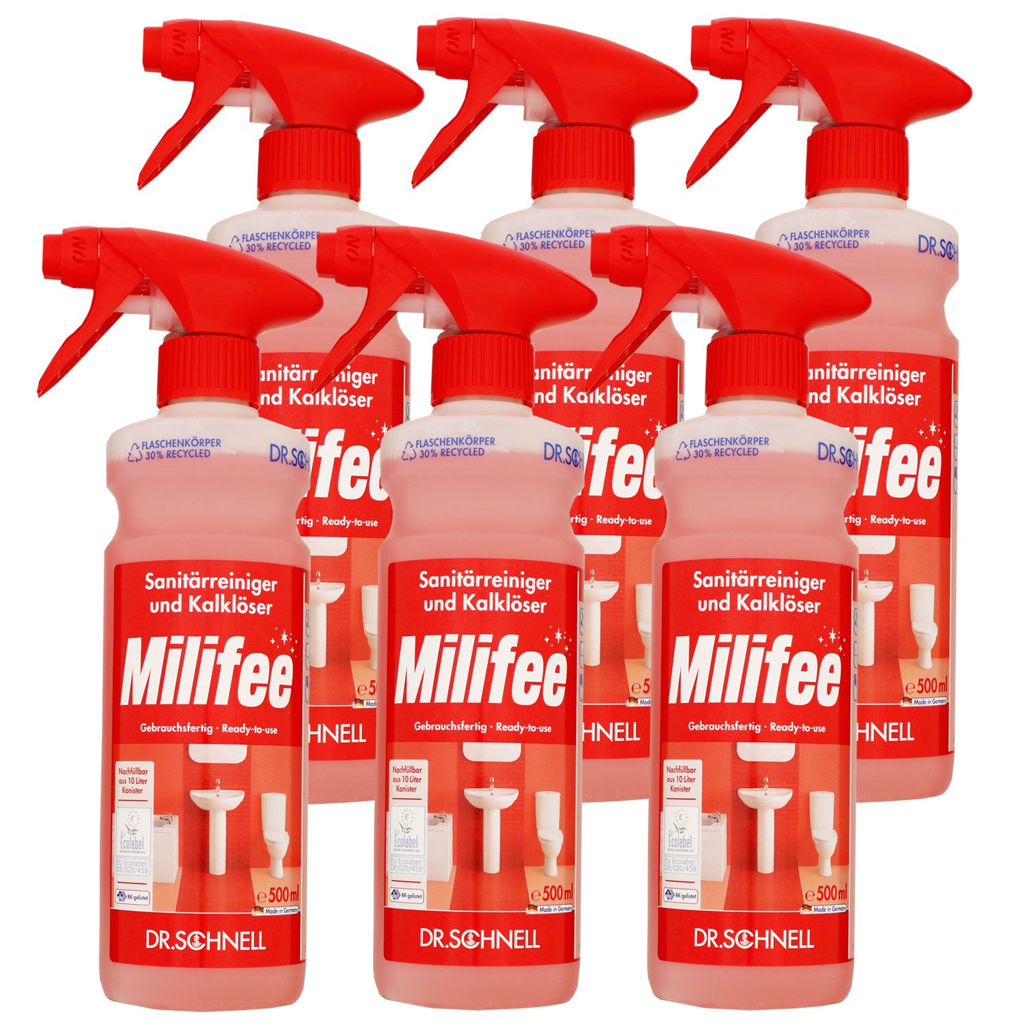 Dr. Schnell Milifee 6 x 500ml Sanit�rreiniger & Kalkl�ser Gebrauchsfertig