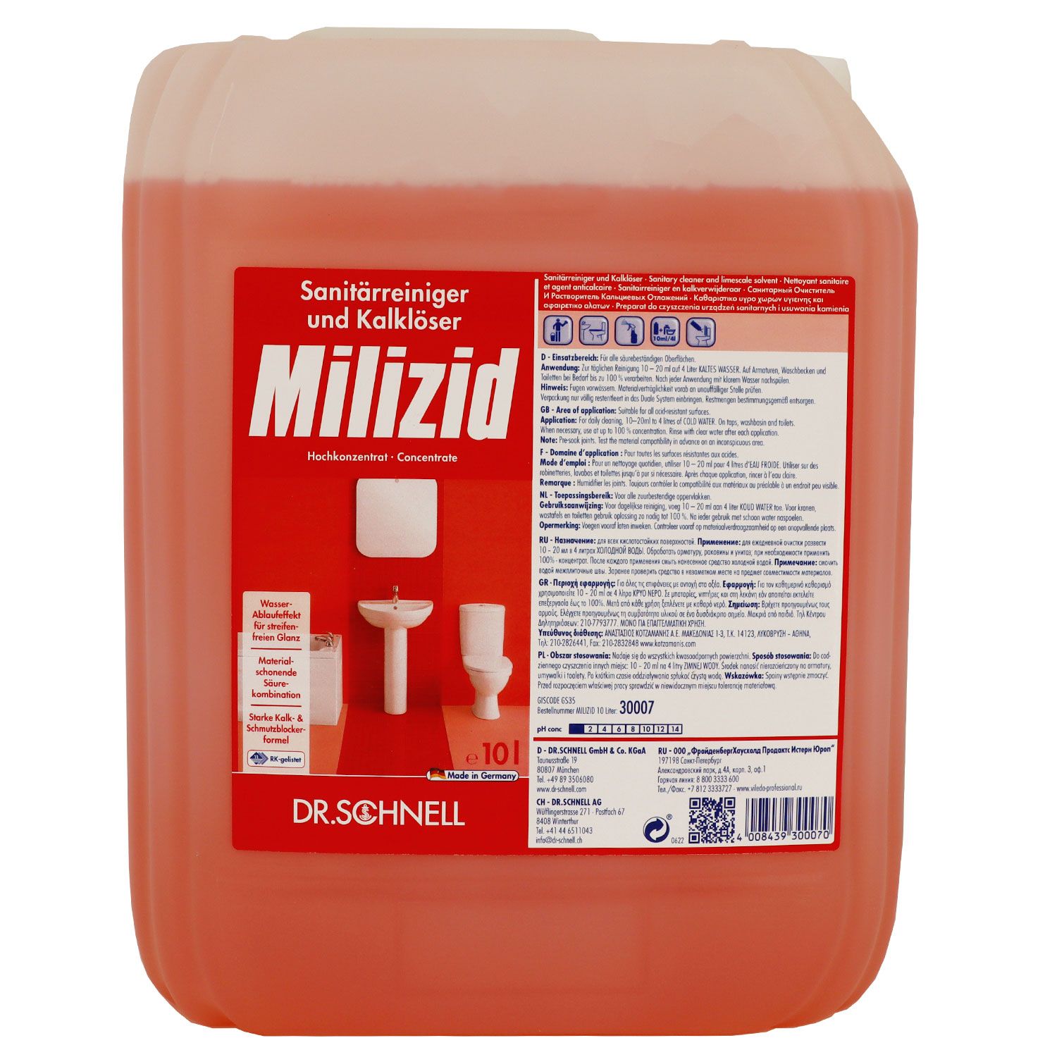 Dr. Schnell Milizid 10 Liter Sanit�rreiniger & Kalkl�ser Konzentrat