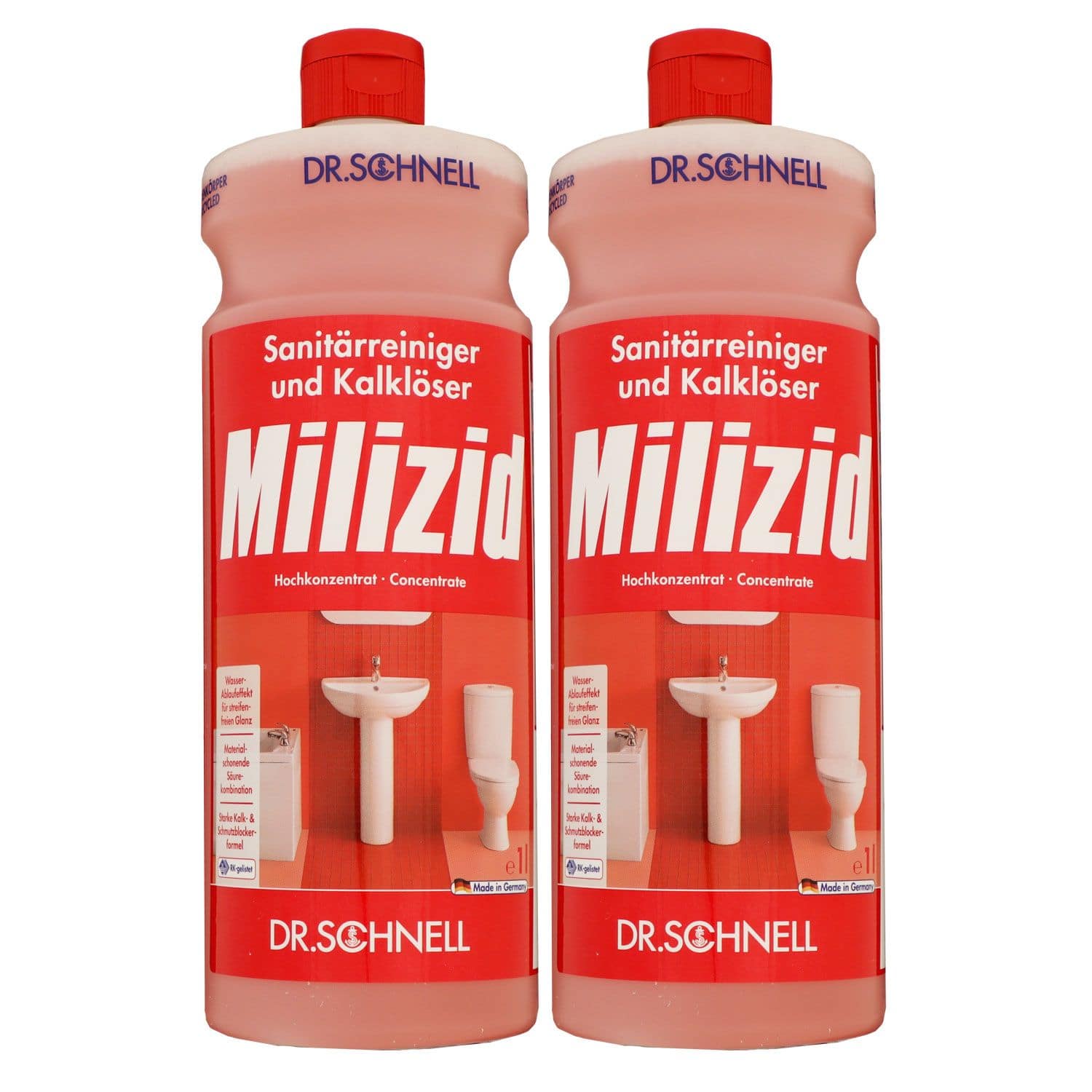 Dr. Schnell Milizid 2 x 1 Liter Sanit�rreiniger & Kalkl�ser Konzentrat Set