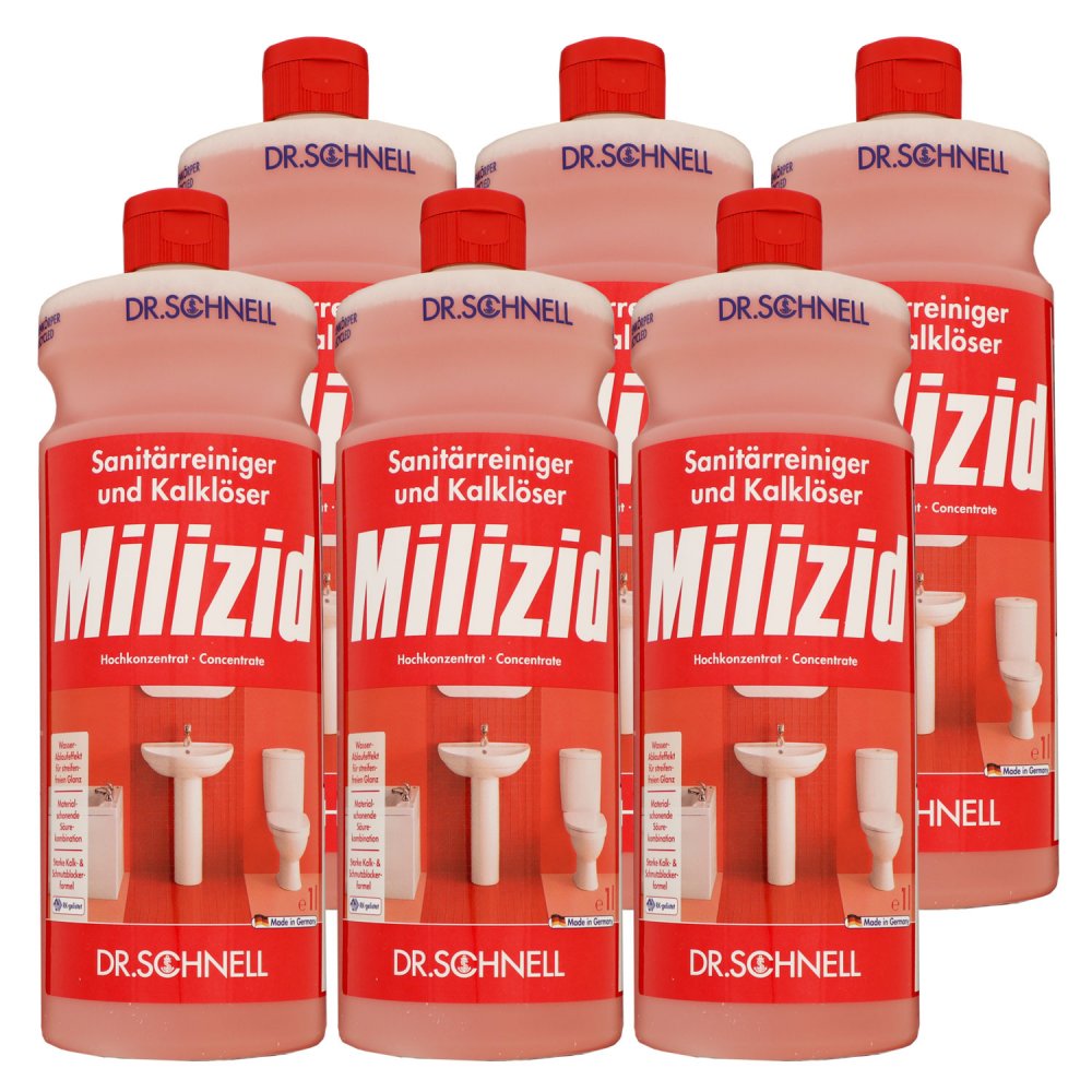 Dr. Schnell Milizid 6 x 1 Liter Sanitärreiniger & Kalklöser Set bei Riemax