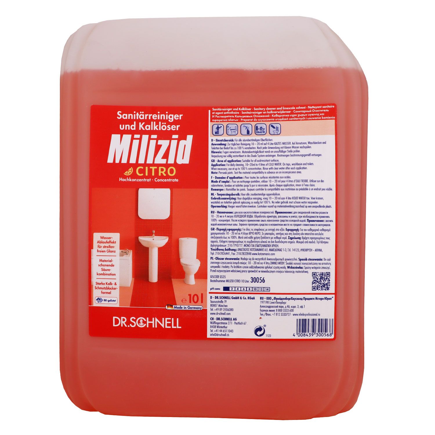 Dr. Schnell Milizid Citro 10 L Sanit�rreiniger und Kalkl�ser Kanister