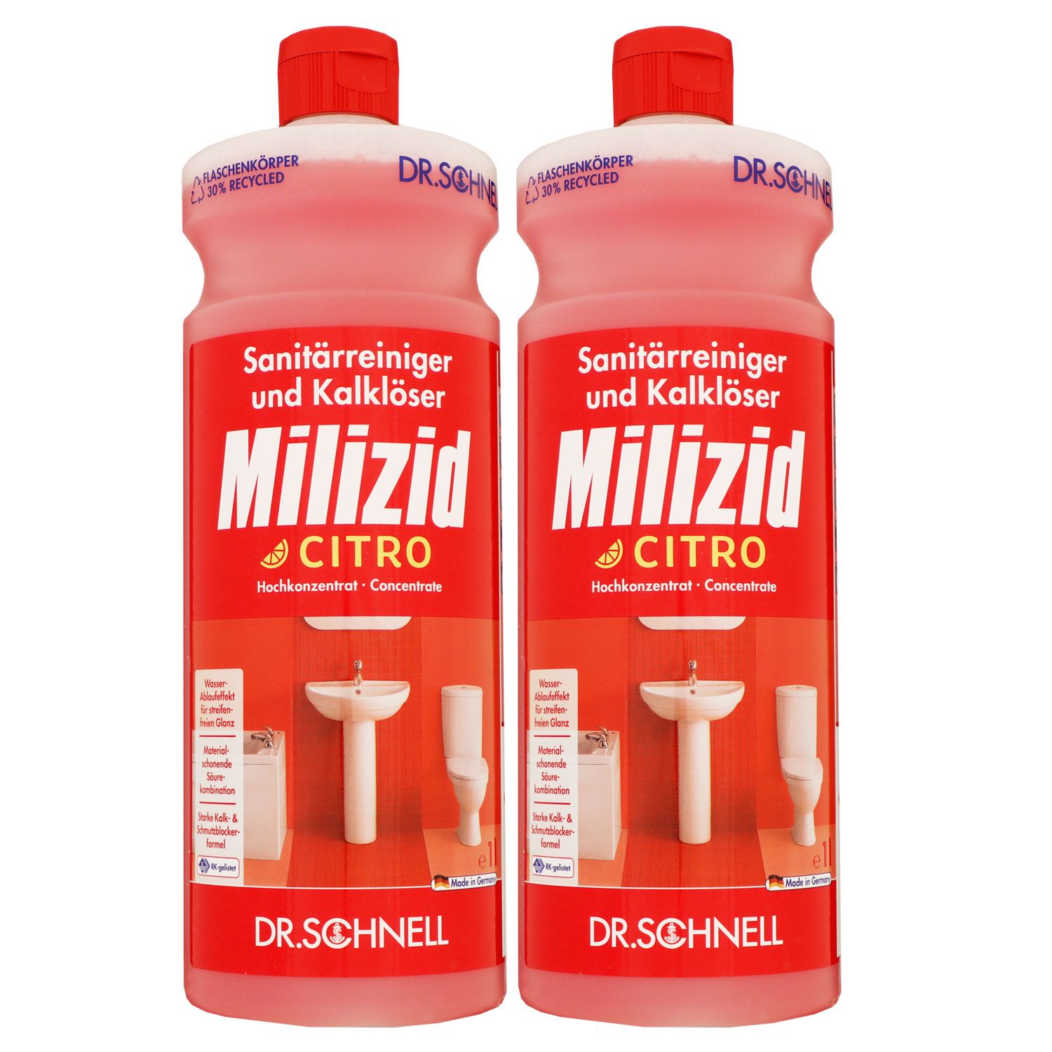 Dr. Schnell Milizid Citro 2 x 1 Liter Sanit�rreiniger und Kalkl�ser Set