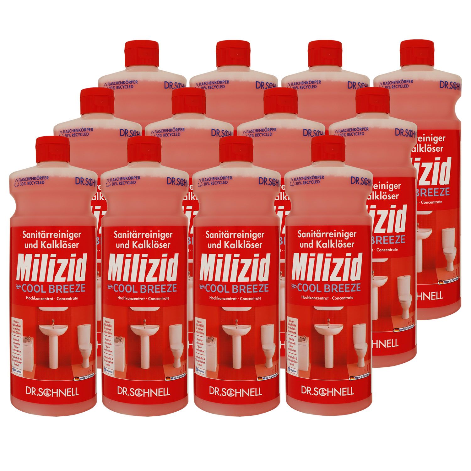 Dr. Schnell Milizid Cool Breeze 12 x 1 Liter Sanit�rreiniger und Kalkl�ser