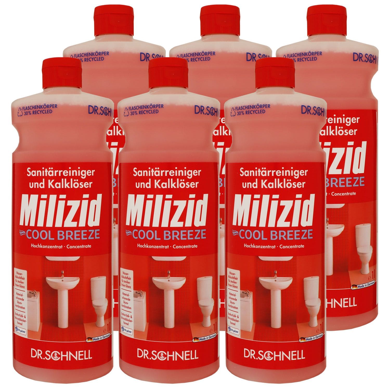 Dr. Schnell Milizid Cool Breeze 6 x 1 Liter Sanit�rreiniger und Kalkl�ser