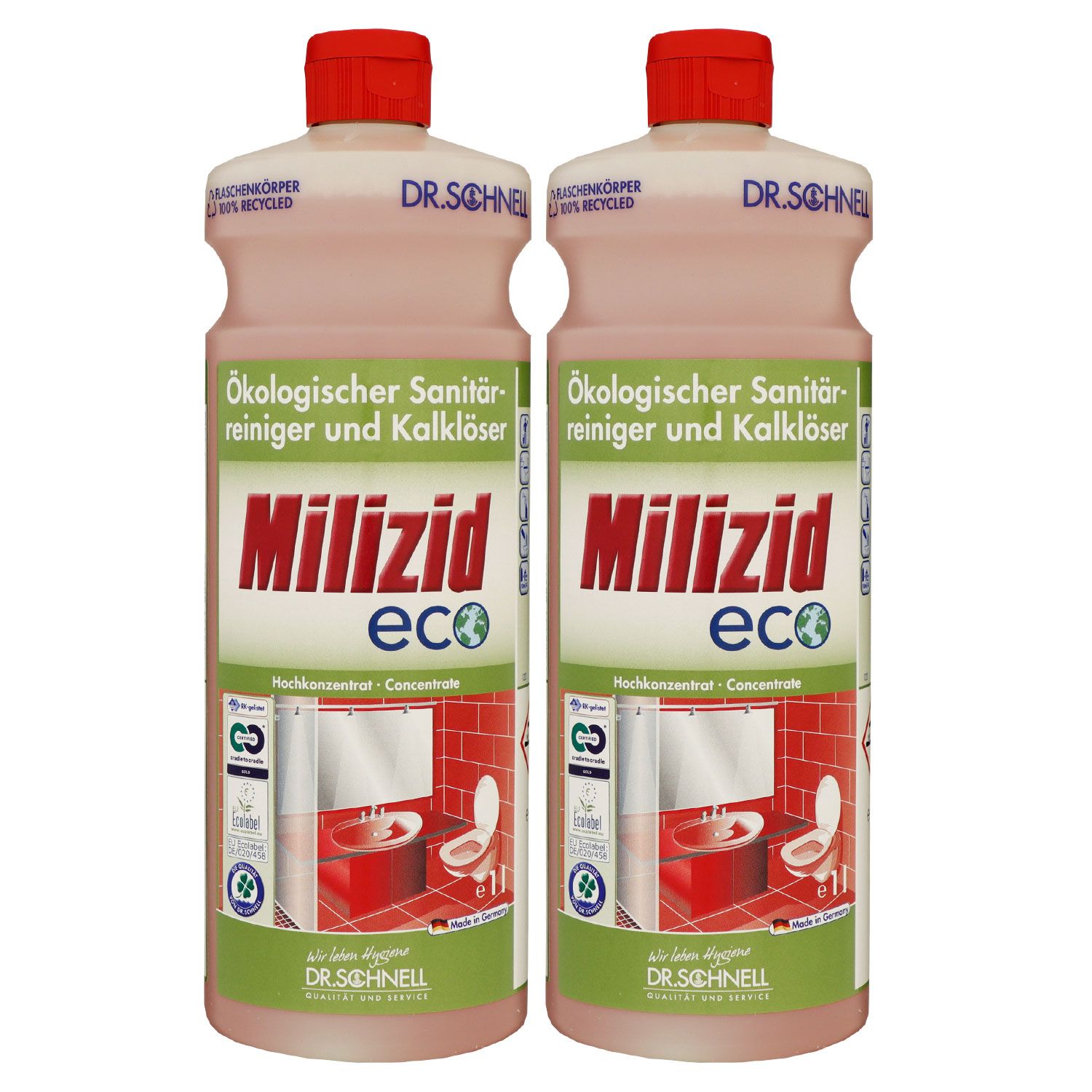 Dr. Schnell Milizid Eco 2 x 1 Liter Sanit�rreiniger & Kalkl�ser Konzentrat