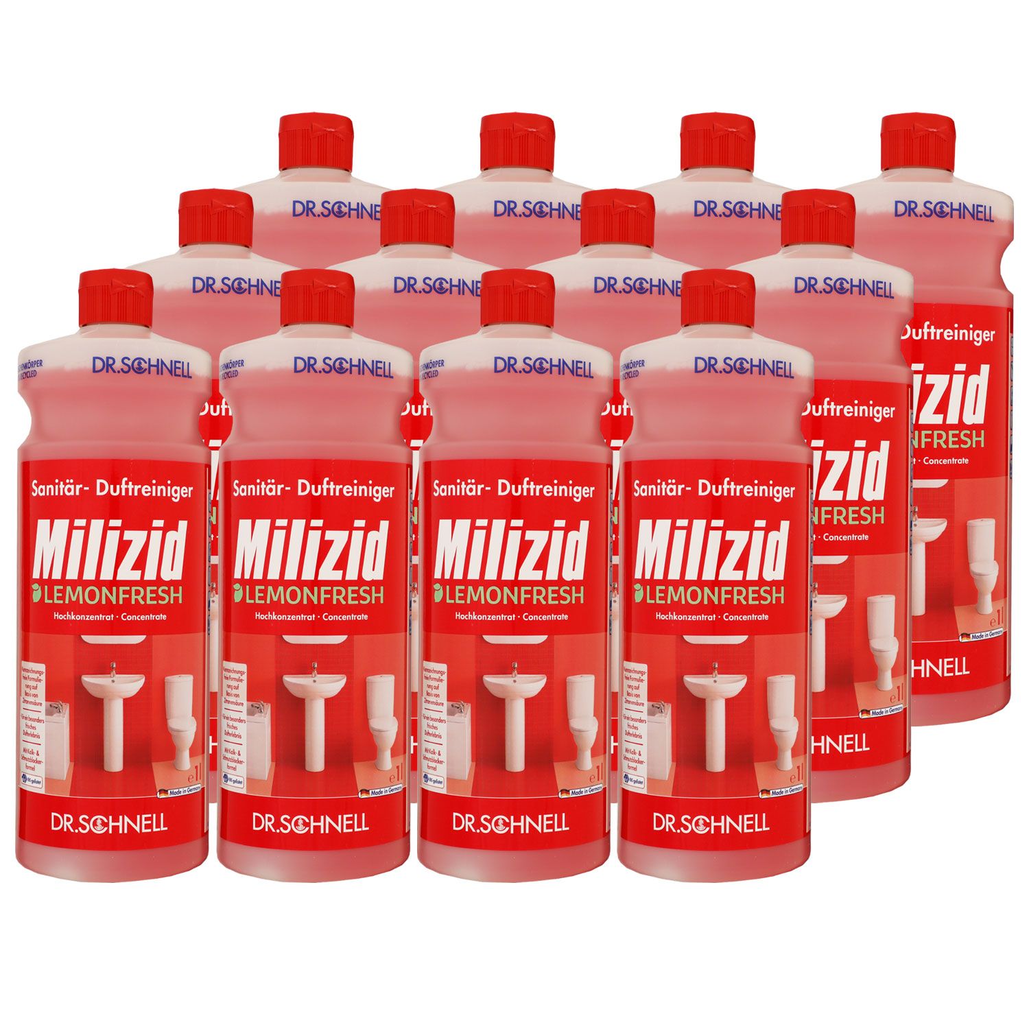 Dr. Schnell Milizid Lemonfresh 12 x 1 Liter Sanit�rreiniger und Kalkl�ser