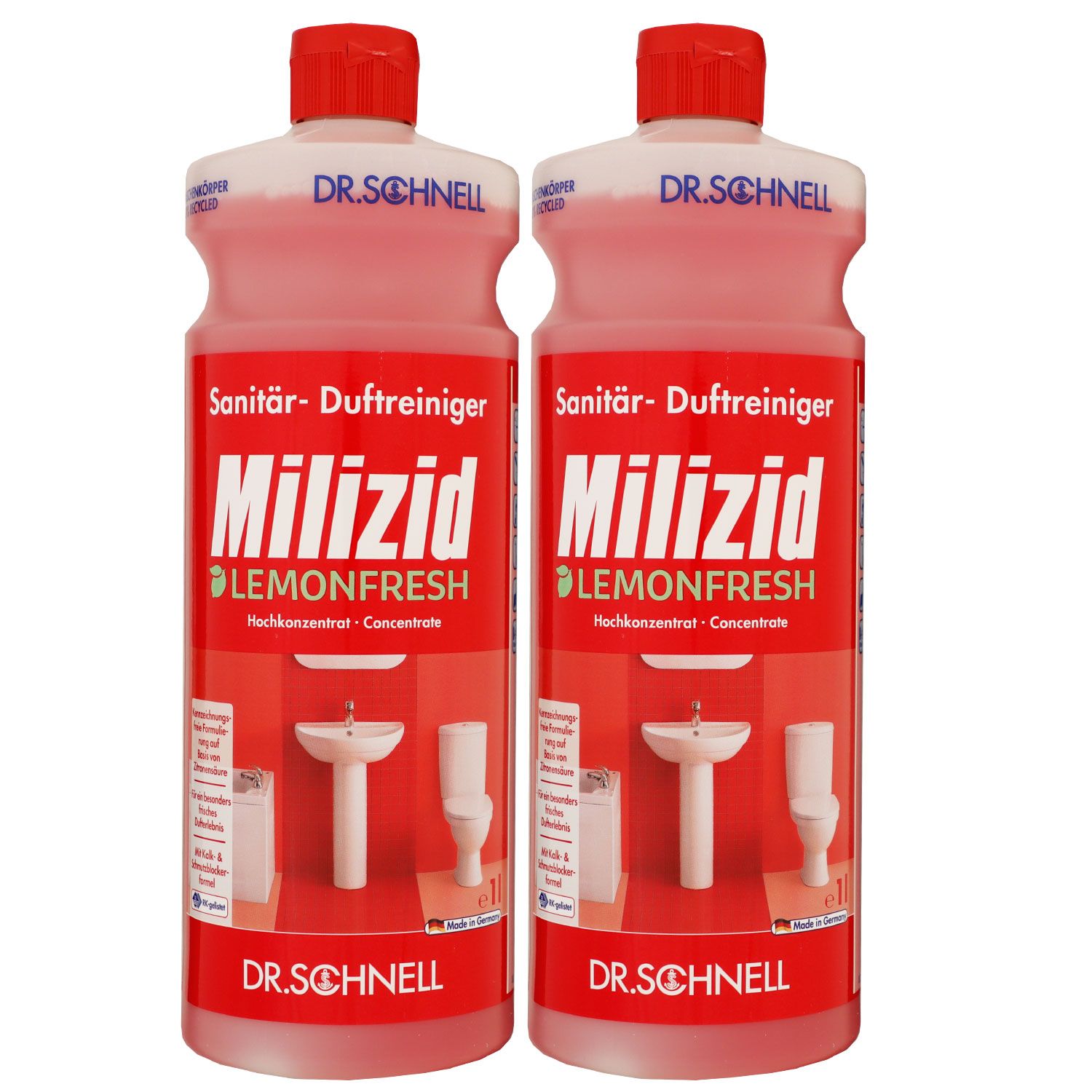 Dr. Schnell Milizid Lemonfresh 2 x 1 Liter Sanit�rreiniger und Kalkl�ser