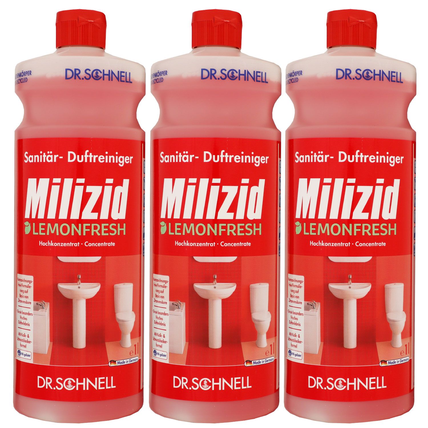Dr. Schnell Milizid Lemonfresh 3 x 1 Liter Sanit�rreiniger und Kalkl�ser