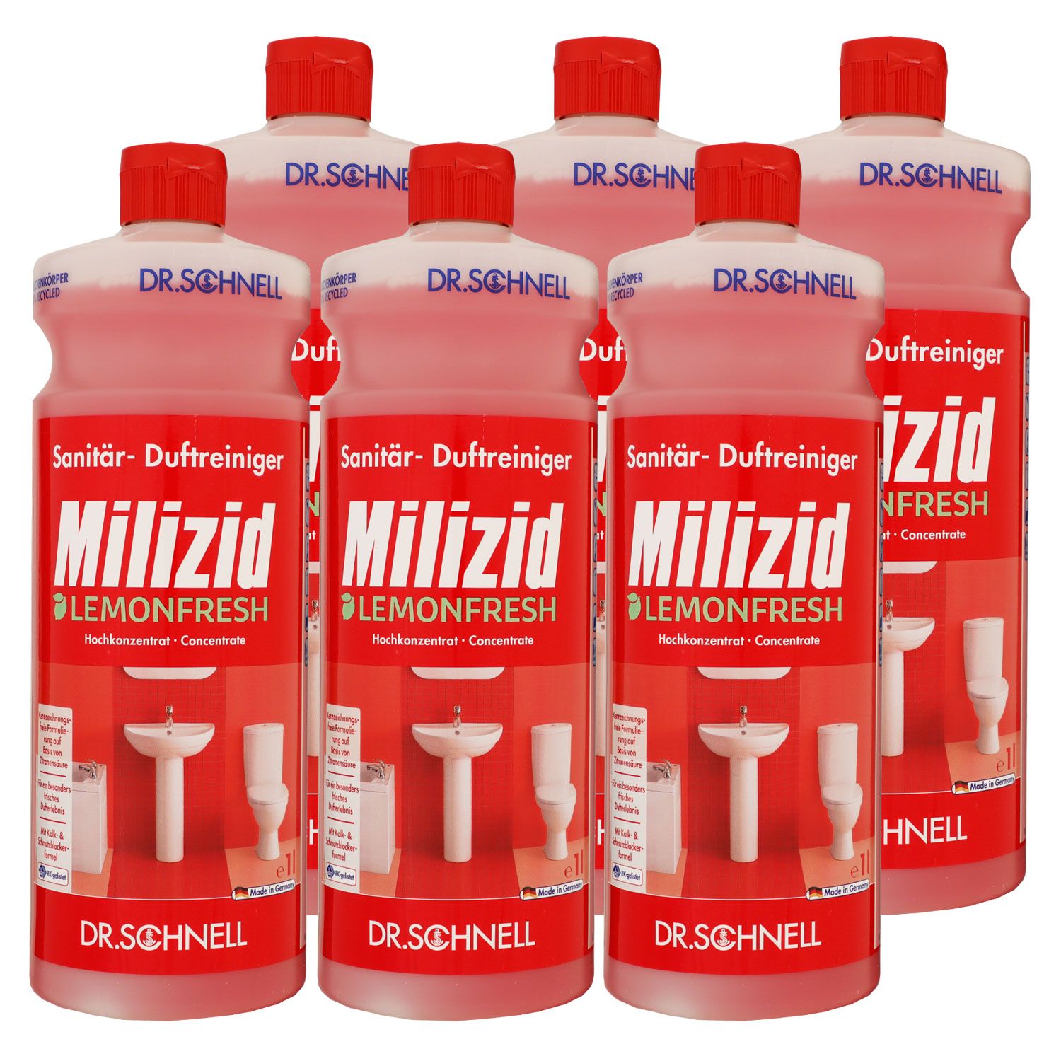 Dr. Schnell Milizid Lemonfresh 6 x 1 Liter Sanit�rreiniger und Kalkl�ser