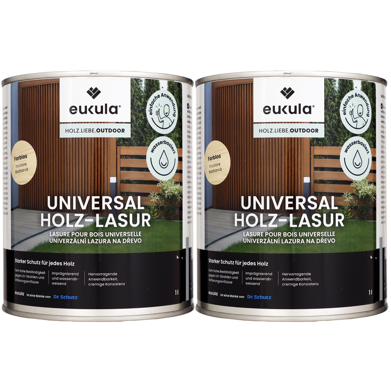 Dr. Schutz Eukula 2 x 1 Liter Universal Holz-Lasur farblos Set