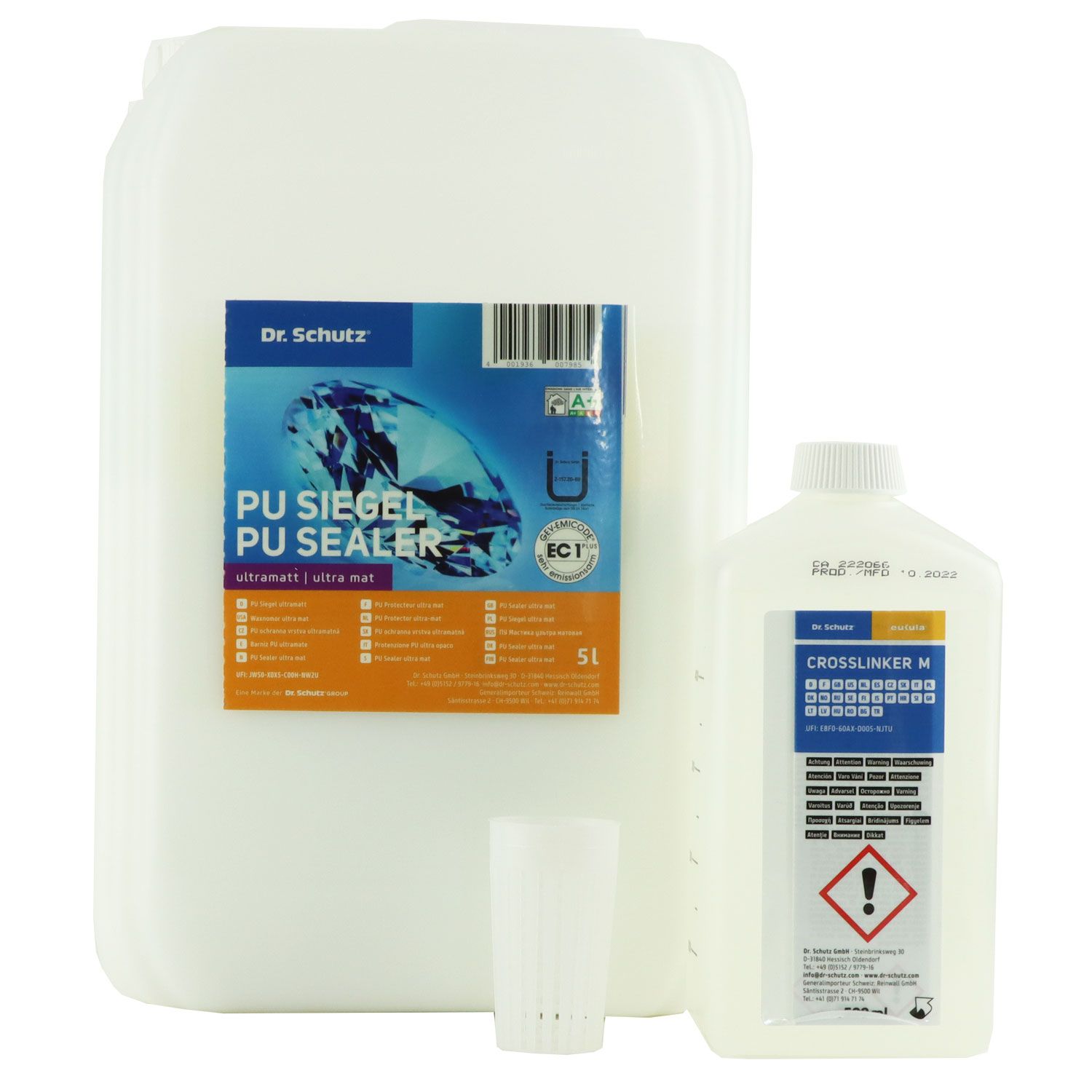Dr. Schutz PU Siegel ultramatt 5 Liter + 500 ml Vernetzer Kanister