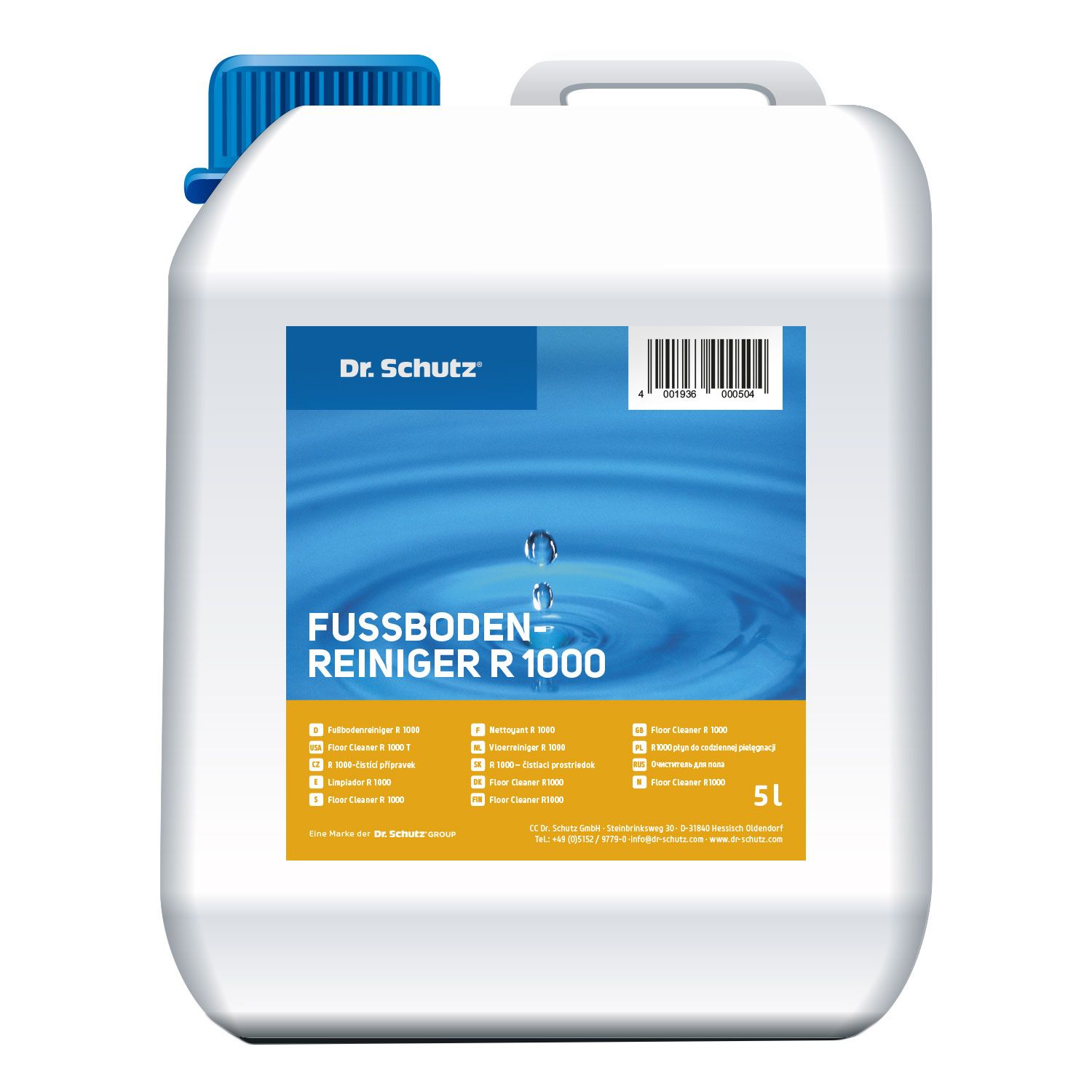 Dr. Schutz R 1000 Fu�bodenreiniger 5 Liter Wischpflegemittel Reinigung Pflege Kanister