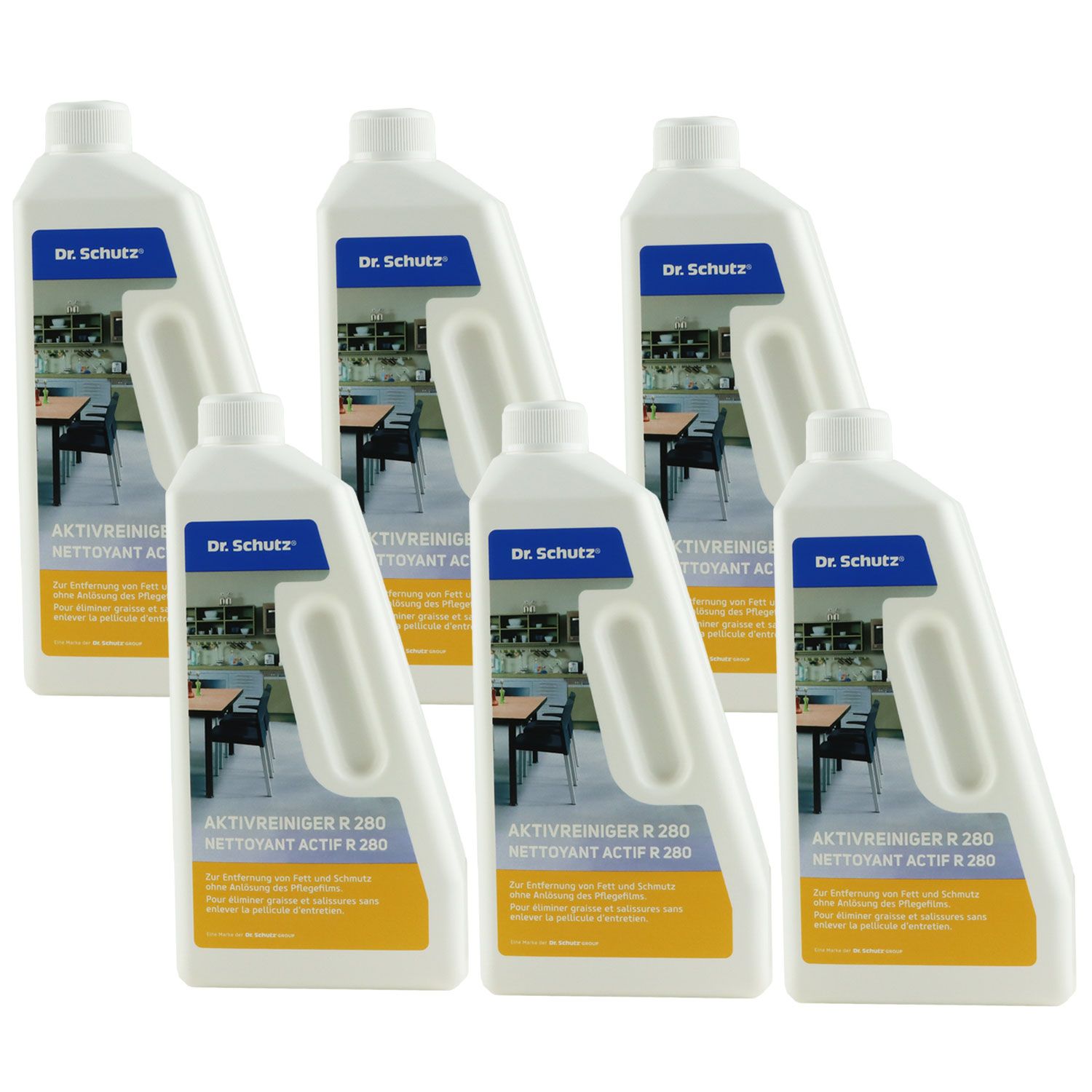 Dr. Schutz R 280 Aktivreiniger 6 x 750 ml Bauschluss- und Zwischenreiniger Set