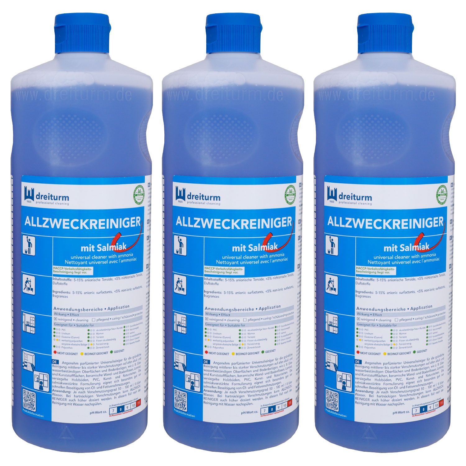 Dreiturm Allzweckreiniger 3 x 1 Liter mit Salmiak  Set