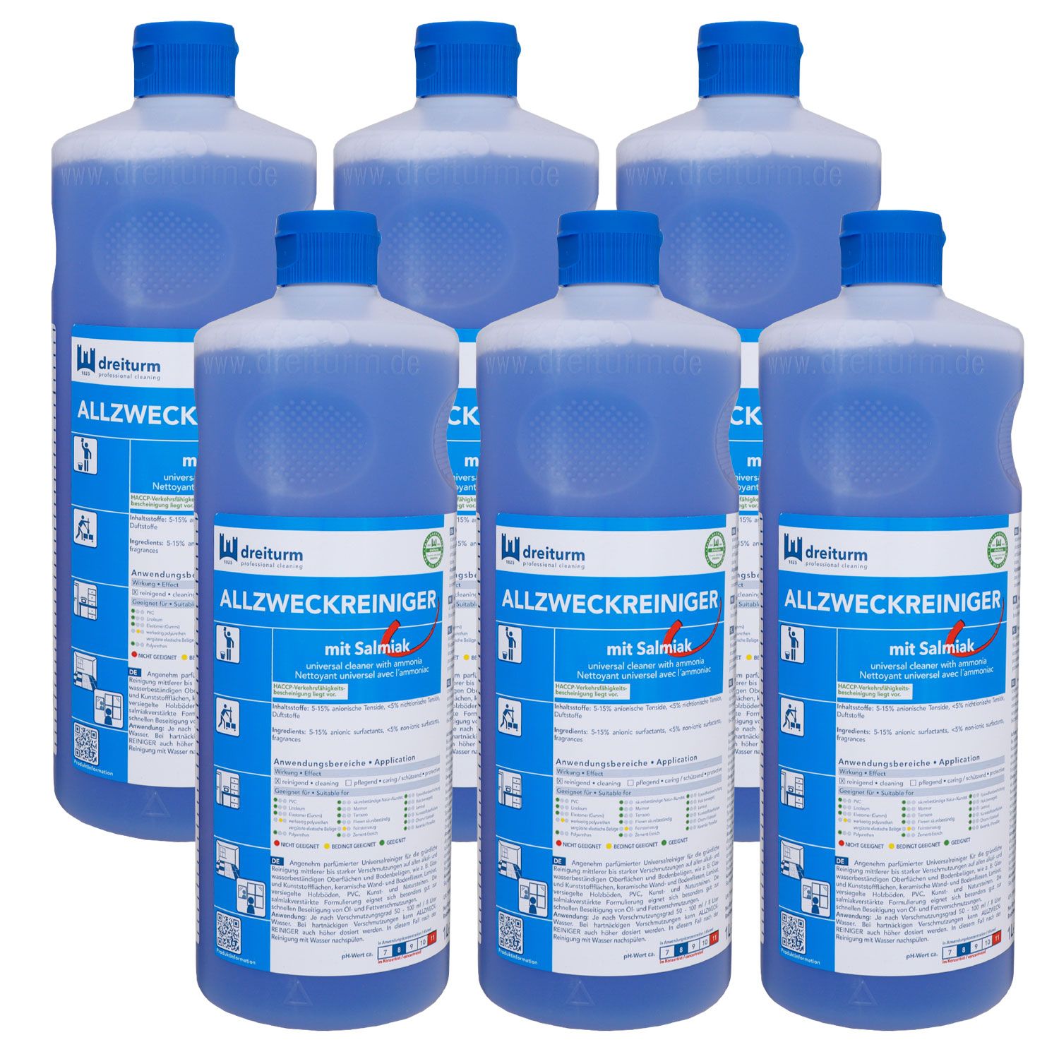 Dreiturm Allzweckreiniger 6 x 1 Liter mit Salmiak  Set