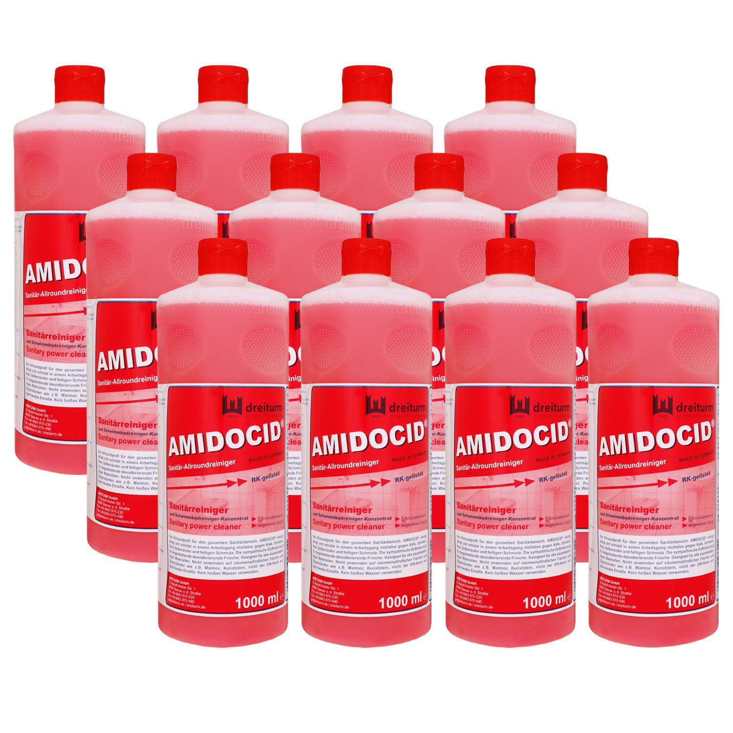 Dreiturm Amidocid 12 x 1 Liter Sanit�rreiniger Sanitary Power Cleaner Set