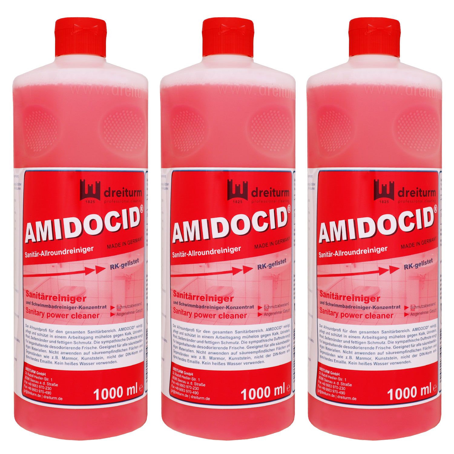 Dreiturm Amidocid 3 x 1 Liter Sanit�rreiniger Sanitary Power Cleaner Set