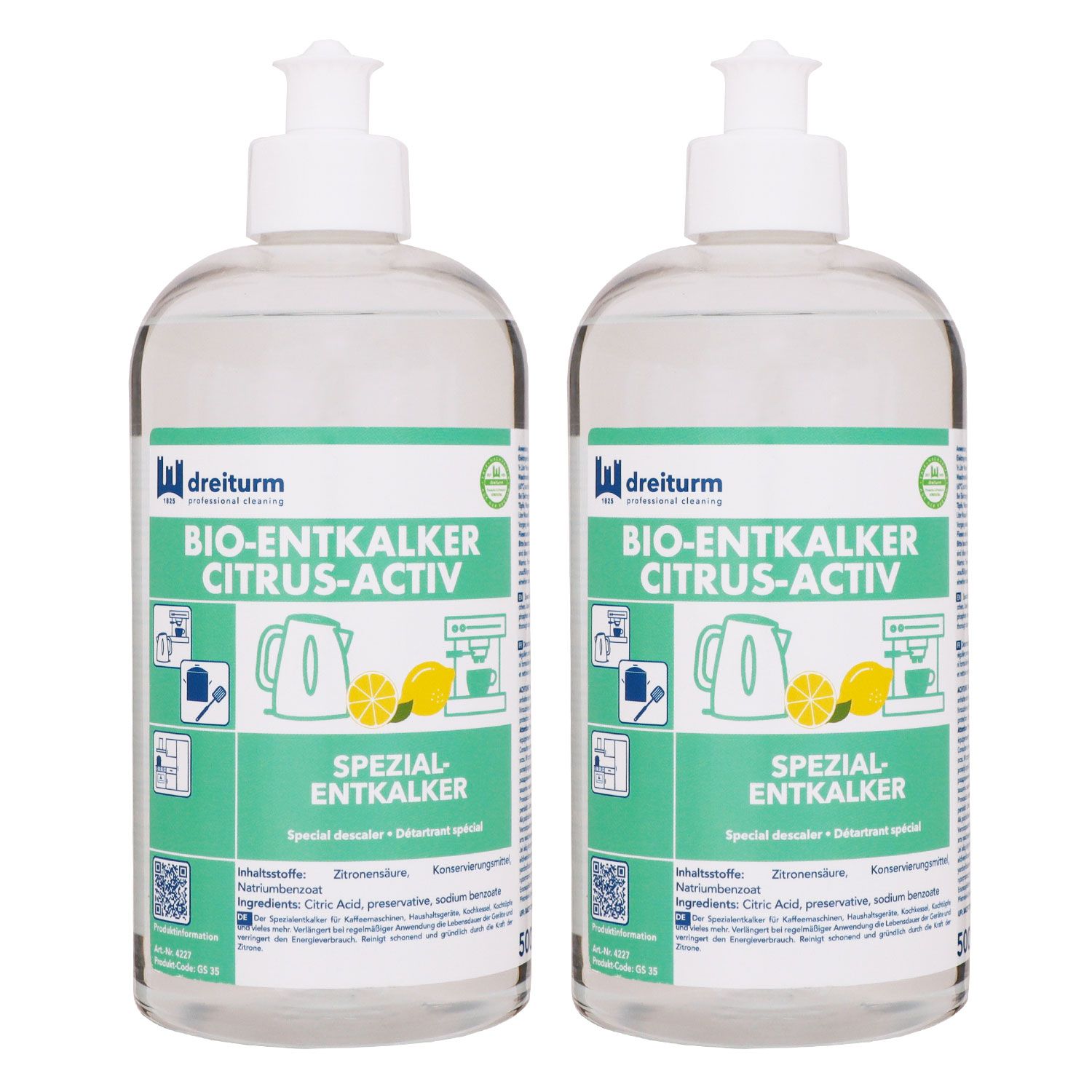 Dreiturm Bio-Entkalker Citrus-Activ 2 x 500 ml Spezialentkalker Set