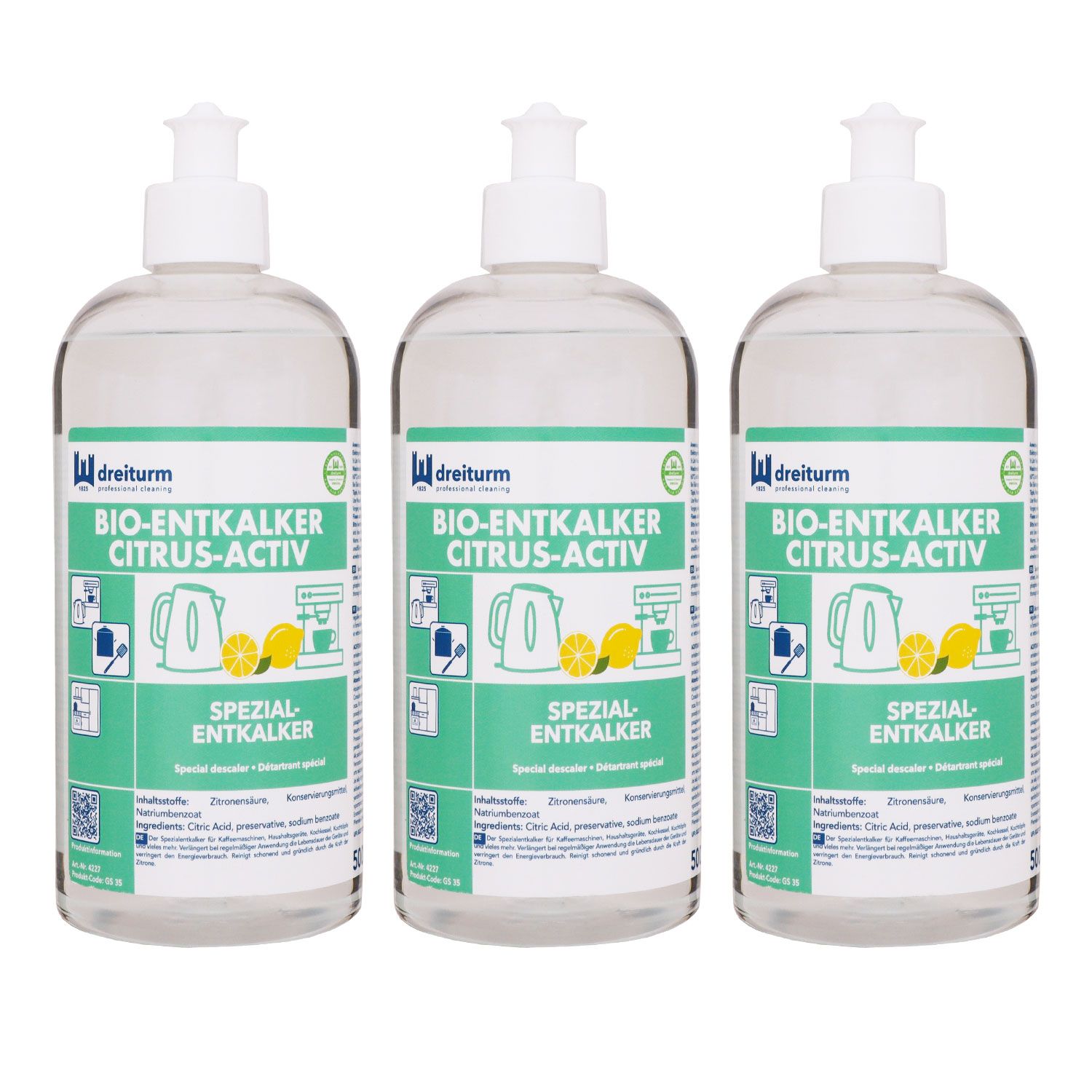 Dreiturm Bio-Entkalker Citrus-Activ 3 x 500 ml Spezialentkalker Set