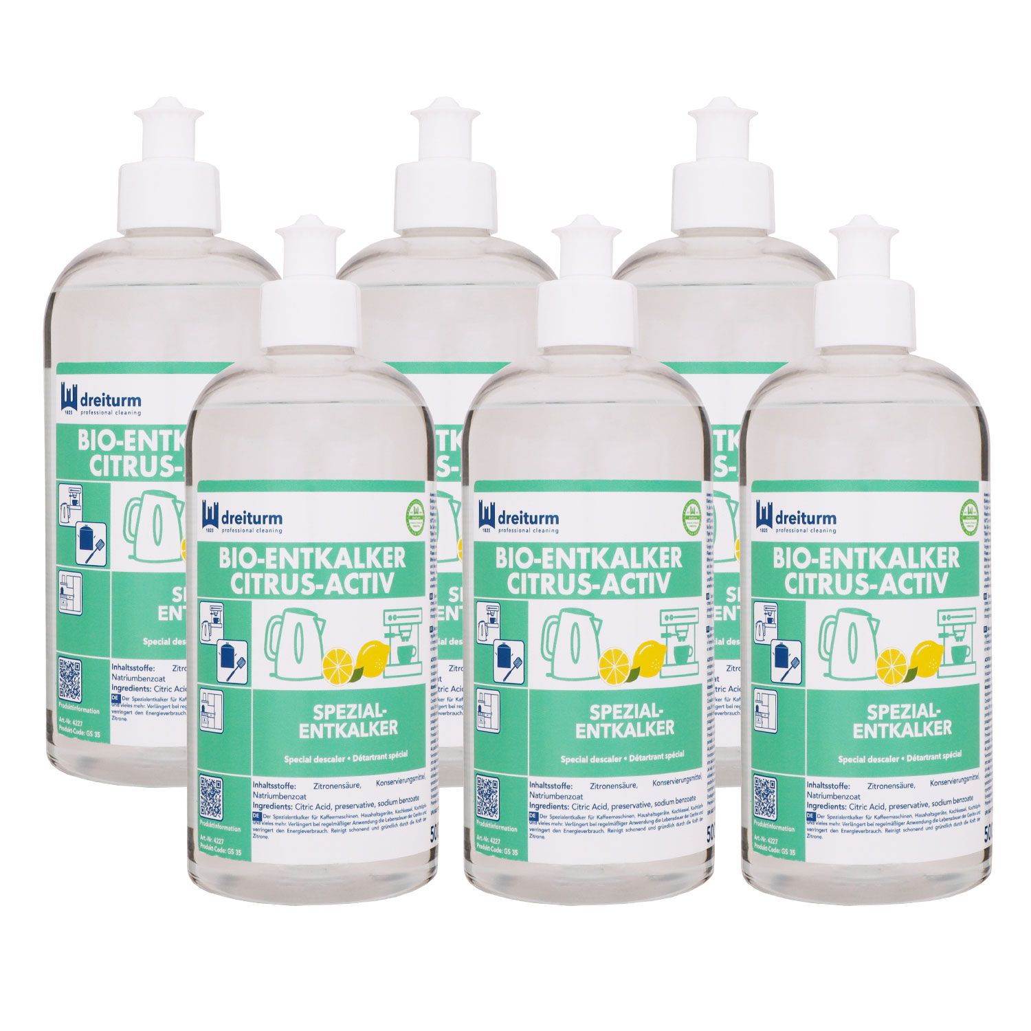 Dreiturm Bio-Entkalker Citrus-Activ 6 x 500 ml Spezialentkalker Set