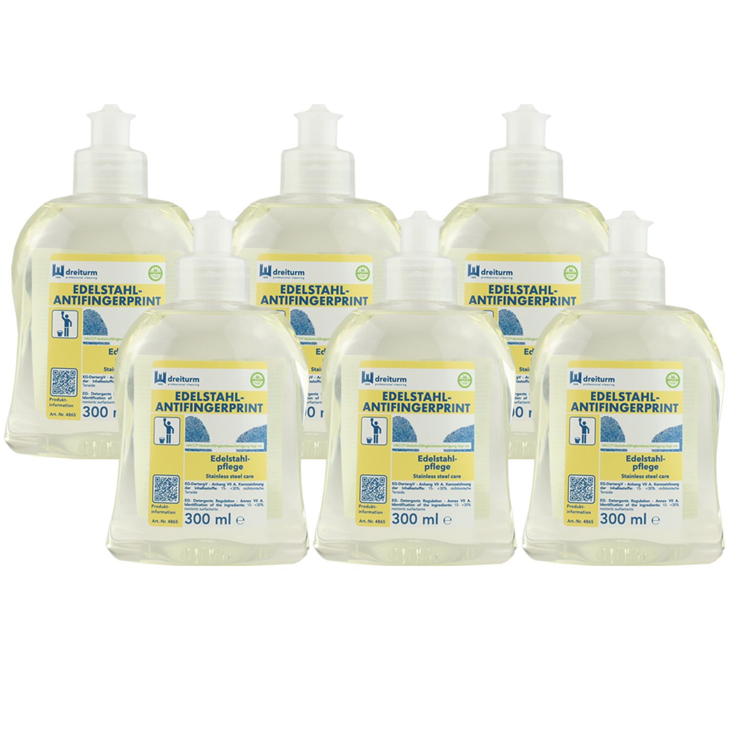 Dreiturm Edelstahl Antifingerprint 6 x 300 ml Edelstahlreiniger und Pflege Stahl