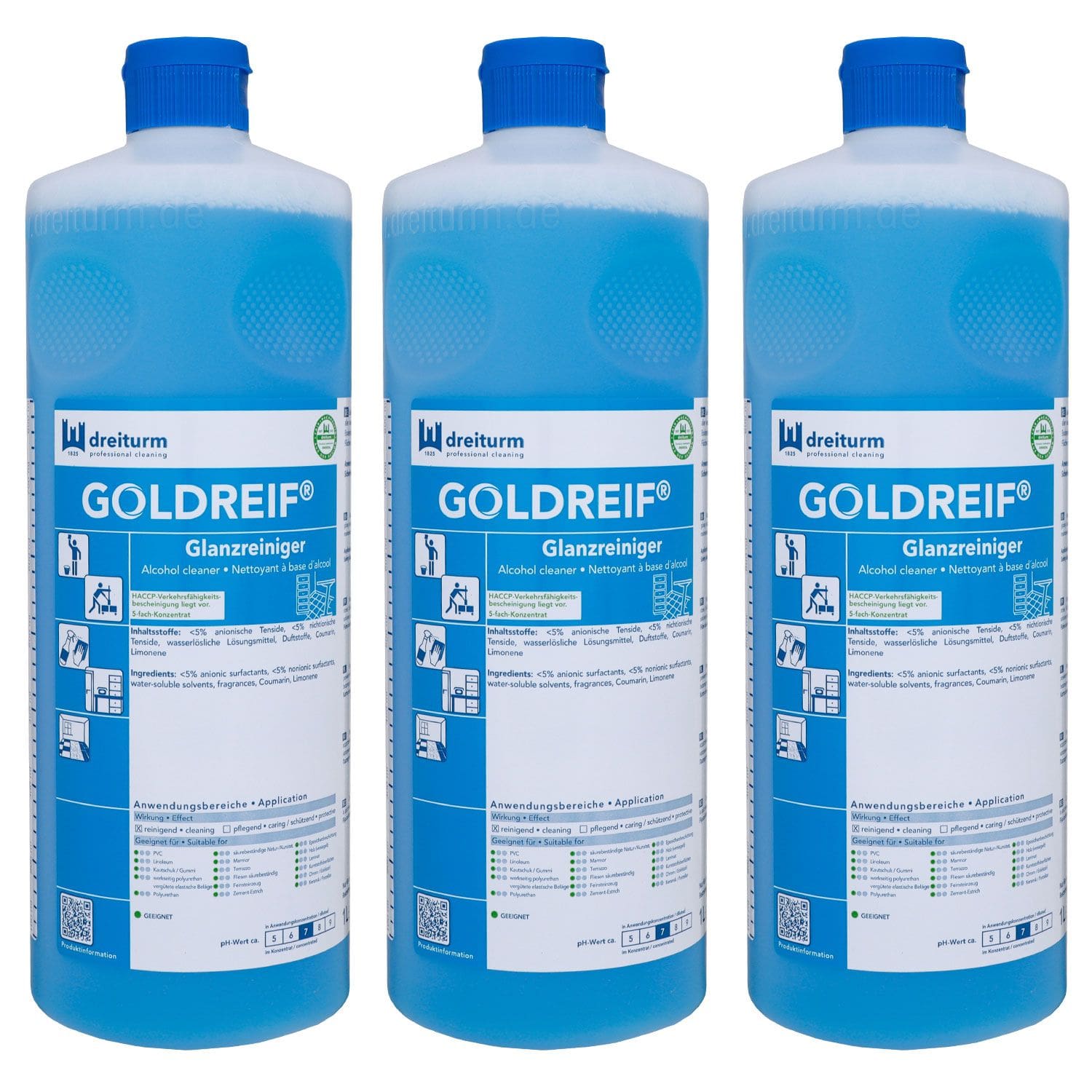 Dreiturm GOLDREIF 3 x 1 Liter Glanzreiniger 5-fach Konzentrat Set