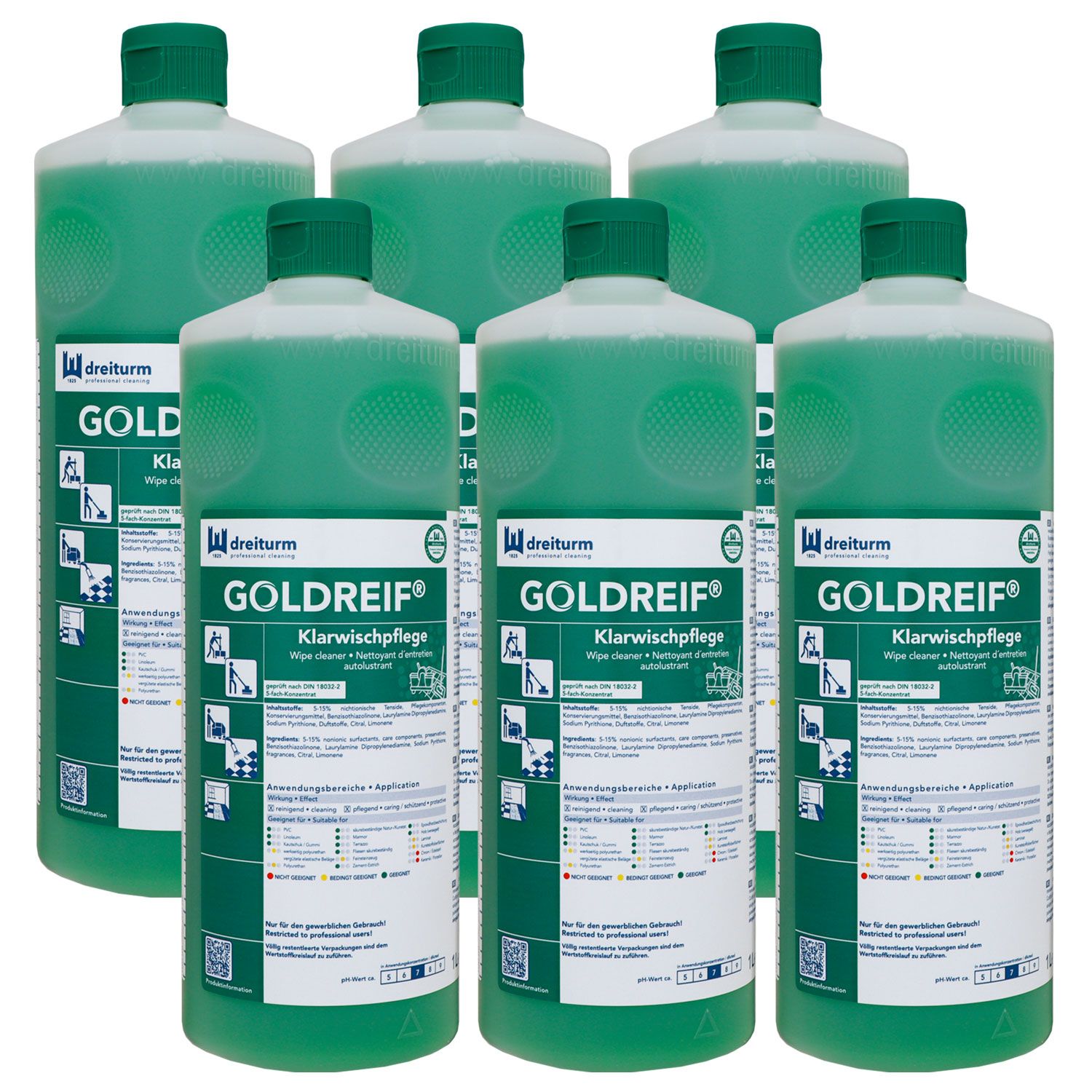 Dreiturm GOLDREIF Klarwischpflege 6 x 1 Liter Bodenwischpflege 5Fach Konzentrat Set