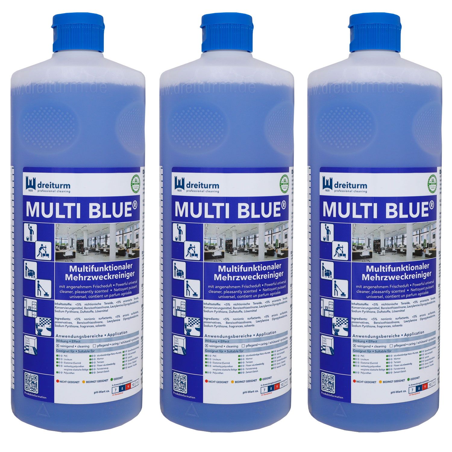 Dreiturm Multi Blue 3 x 1 Liter Universalreiniger mit angenehmer Frischeduft Set