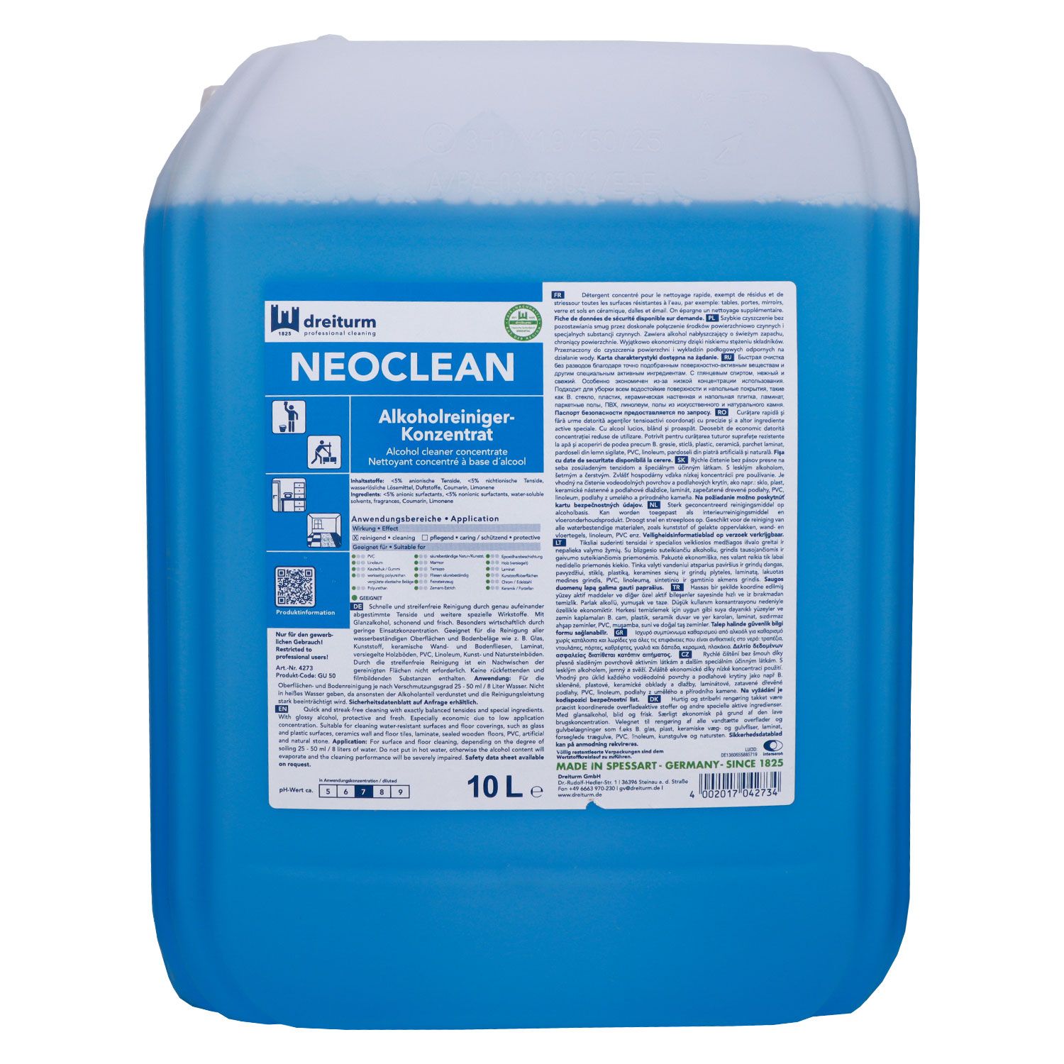 Dreiturm Neoclean 10 Liter Alkoholreiniger- Konzentrat
