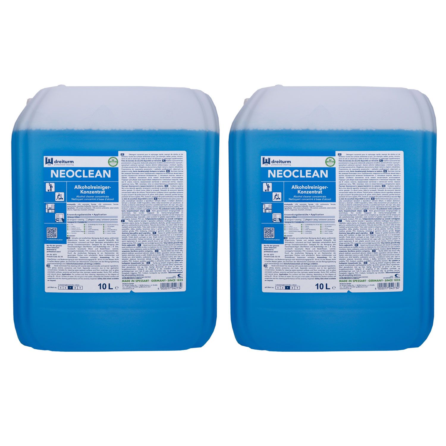 Dreiturm Neoclean 2 x 10 Liter Alkoholreiniger- Konzentrat  Set
