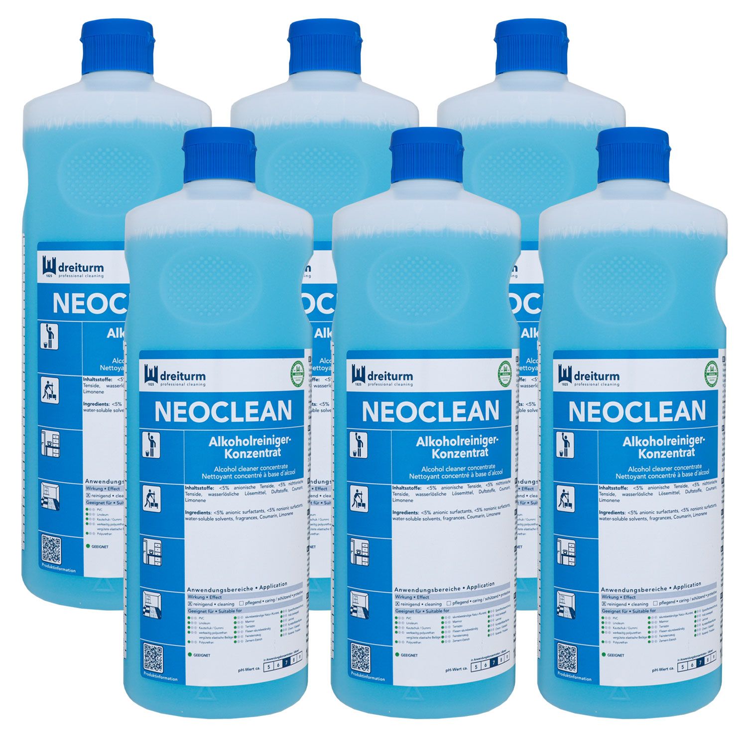 Dreiturm Neoclean 6 x 1 Liter Alkoholreiniger Konzentrat Set