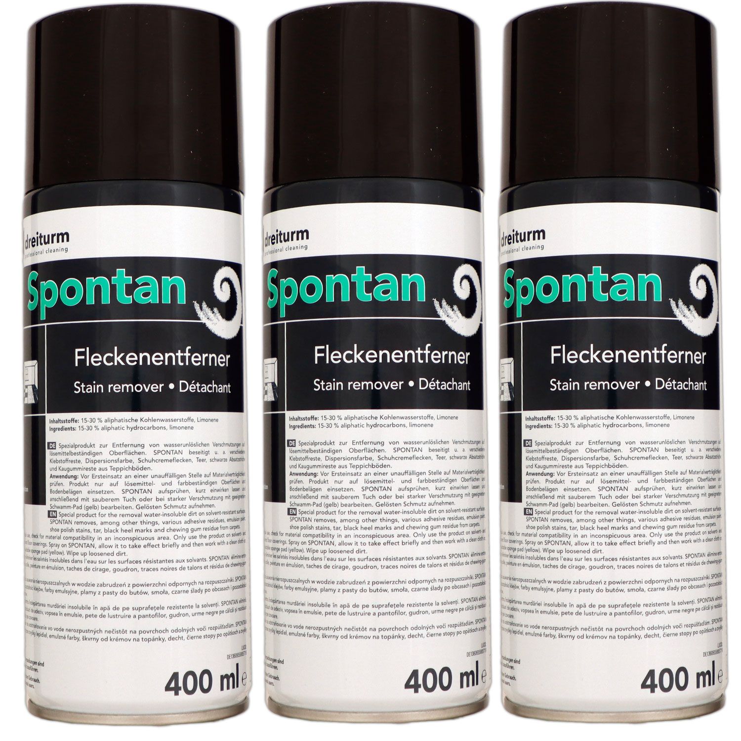 Dreiturm SPONTAN 3 x 400 ml Fleckentferner Spraydose Spr�hdose Set