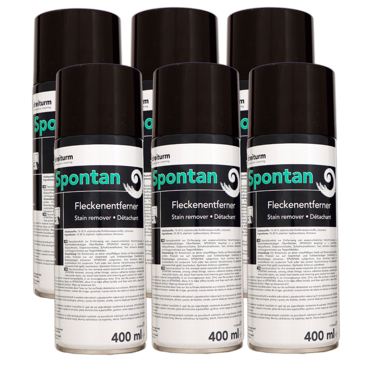 Dreiturm SPONTAN 6 x 400 ml Fleckentferner Spraydose Spr�hdose Set