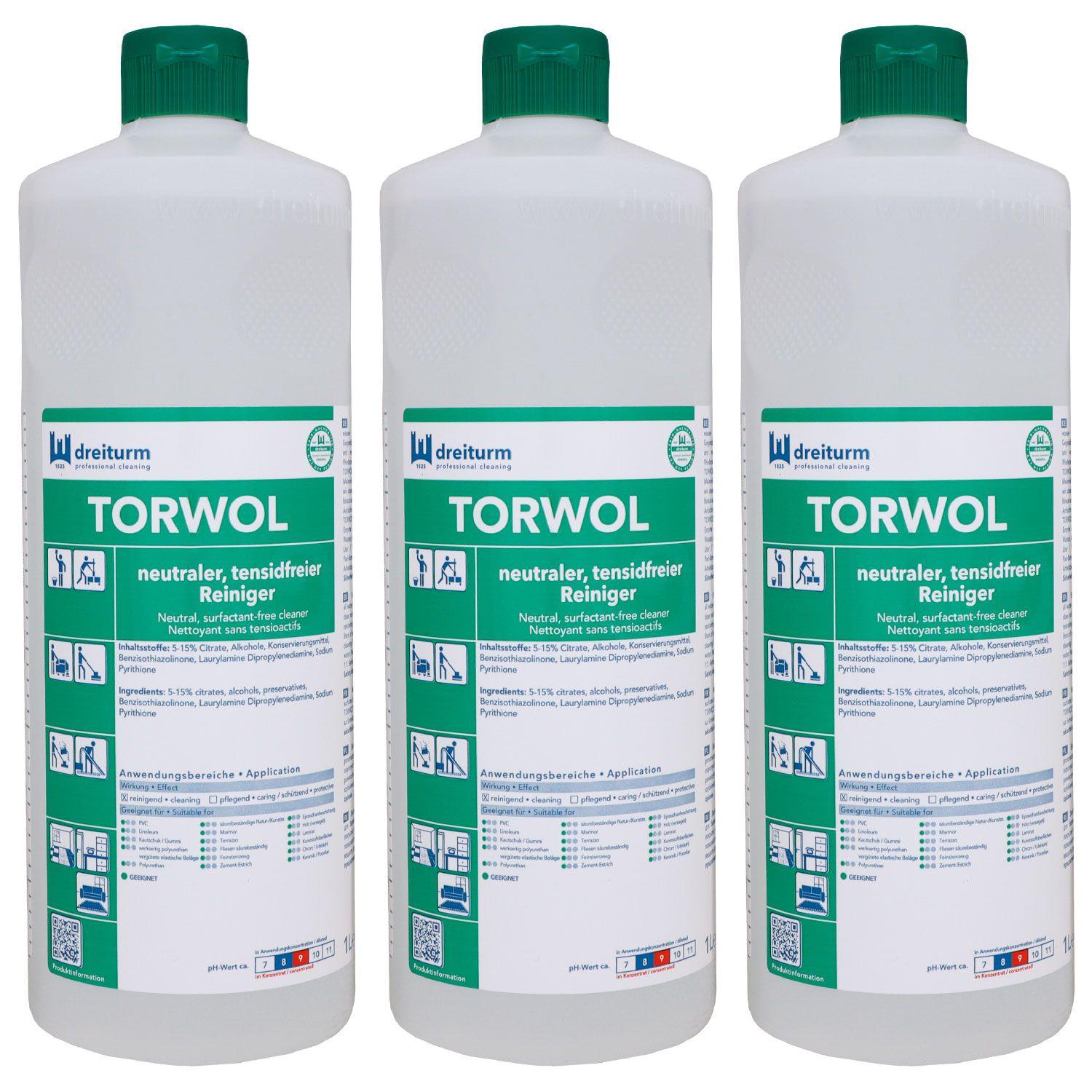 Dreiturm Torwol 3 x 1 Liter neutraler, tensidfreier Reiniger  Set