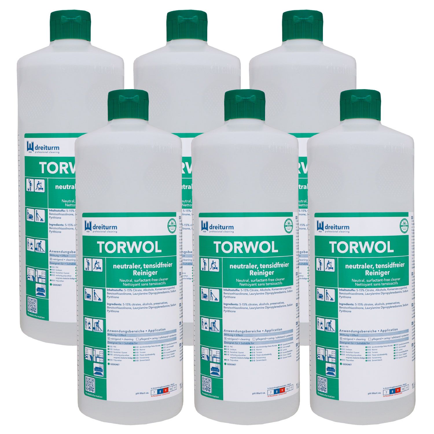 Dreiturm Torwol 6 x 1 Liter neutraler, tensidfreier Reiniger  Set