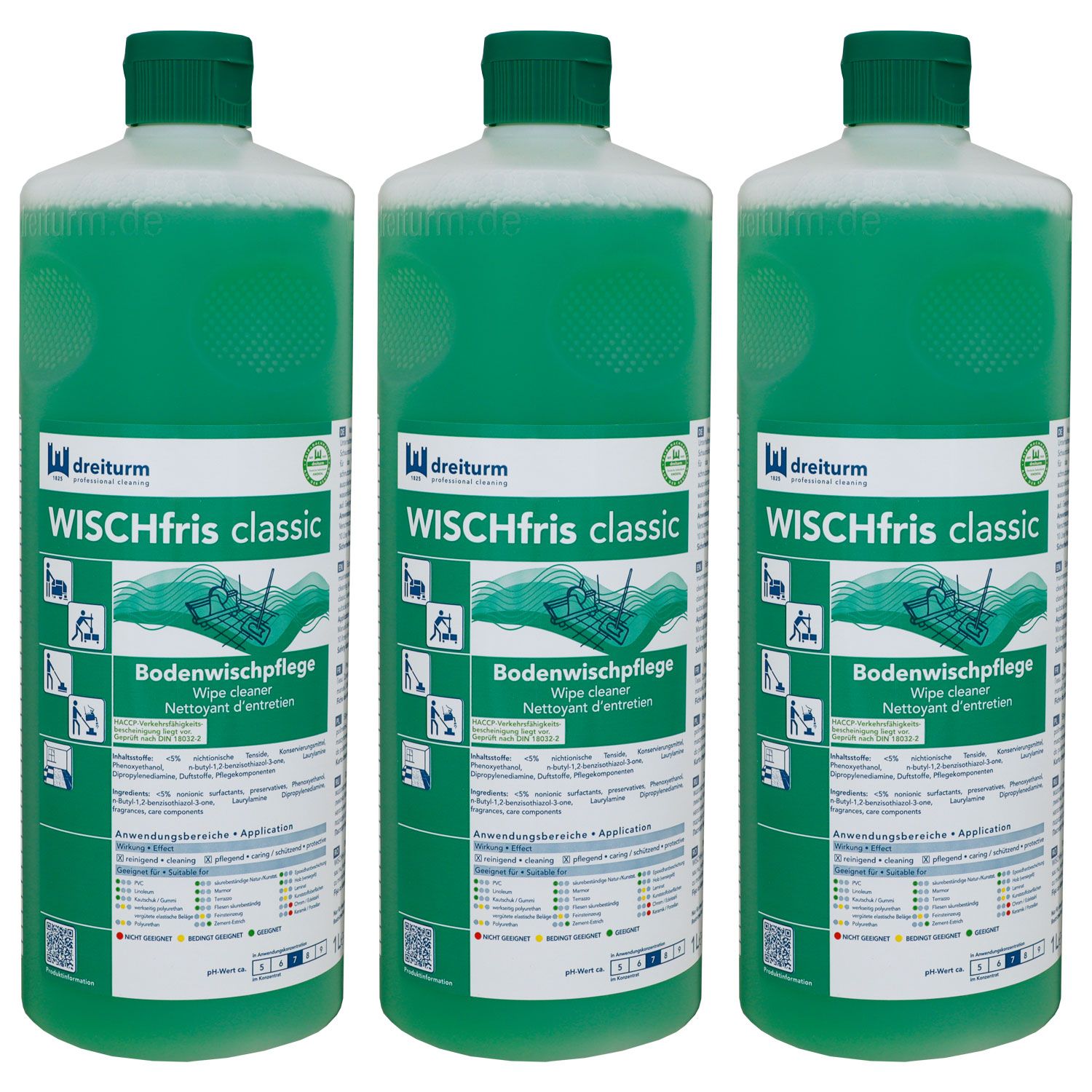 Dreiturm Wischfris classic 3 x 1 Liter Bodenwischpflege Wischpflege Set
