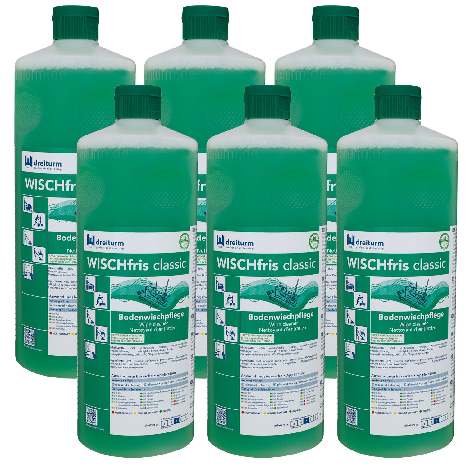 Dreiturm Wischfris classic 6 x 1 Liter Bodenwischpflege Wischpflege Set