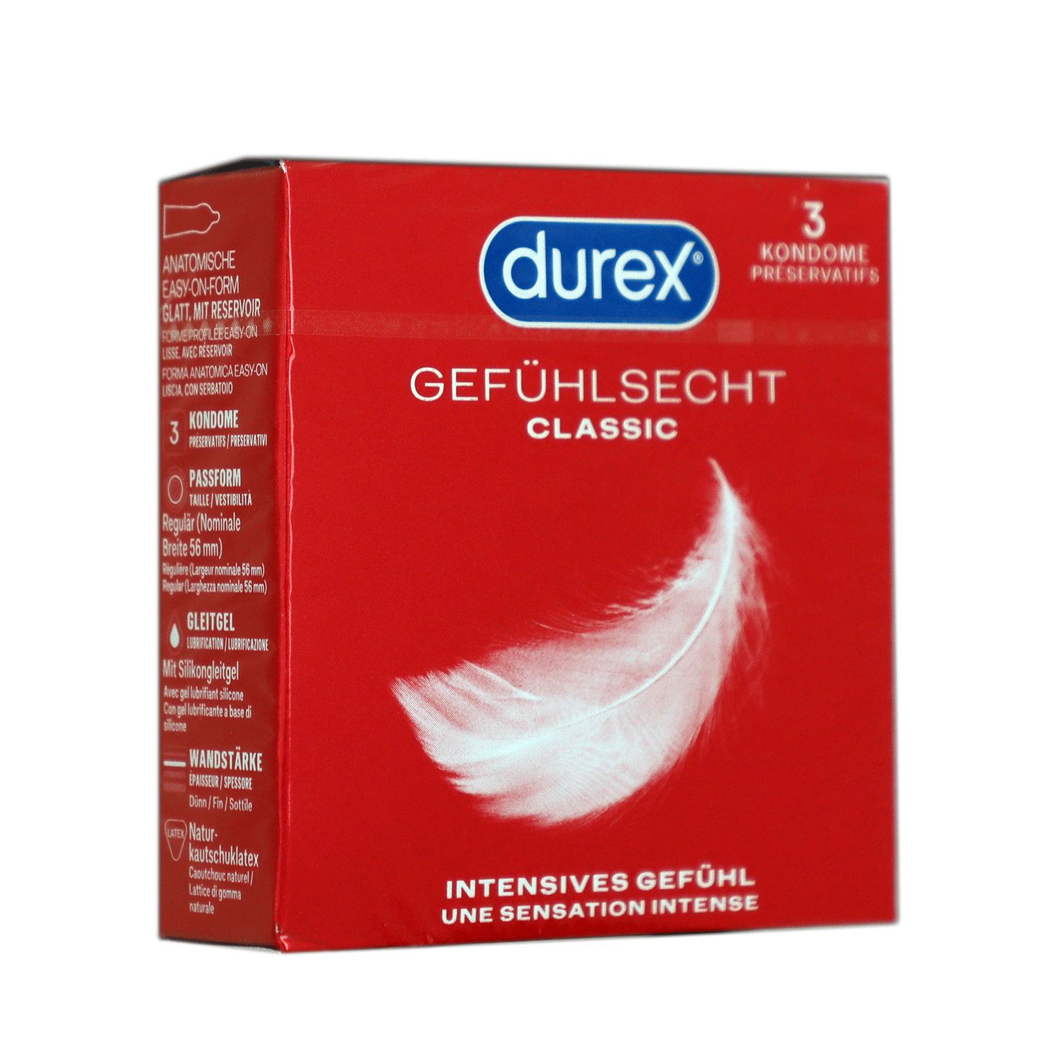 Durex Kondome Classic 3er Gef�hlsecht intensives Gef�hl