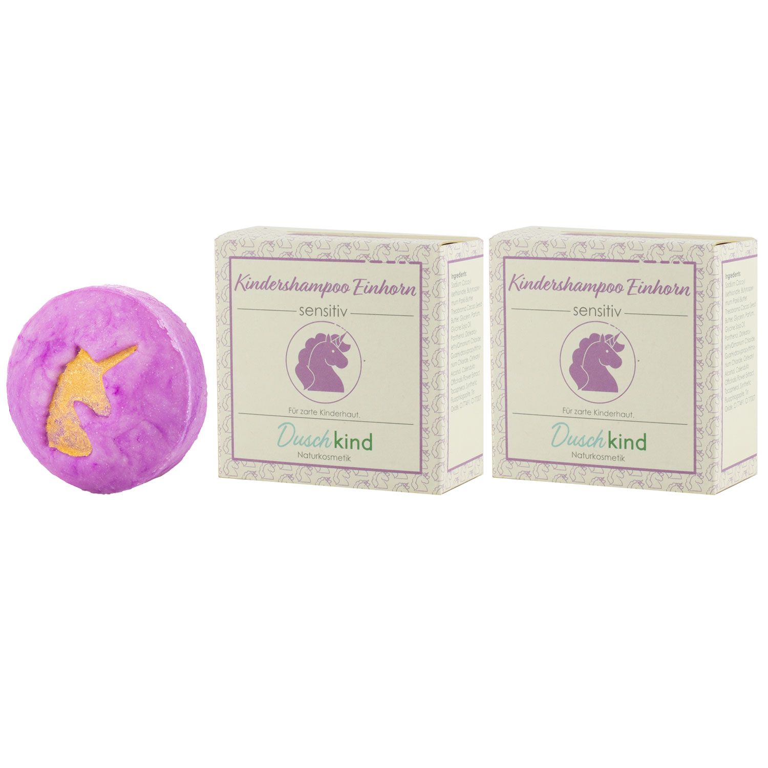 Duschkind festes Kindershampoo Einhorn 2 x 56 g Haut und Haarpflege f�r Kinder tr�nenfreie Set
