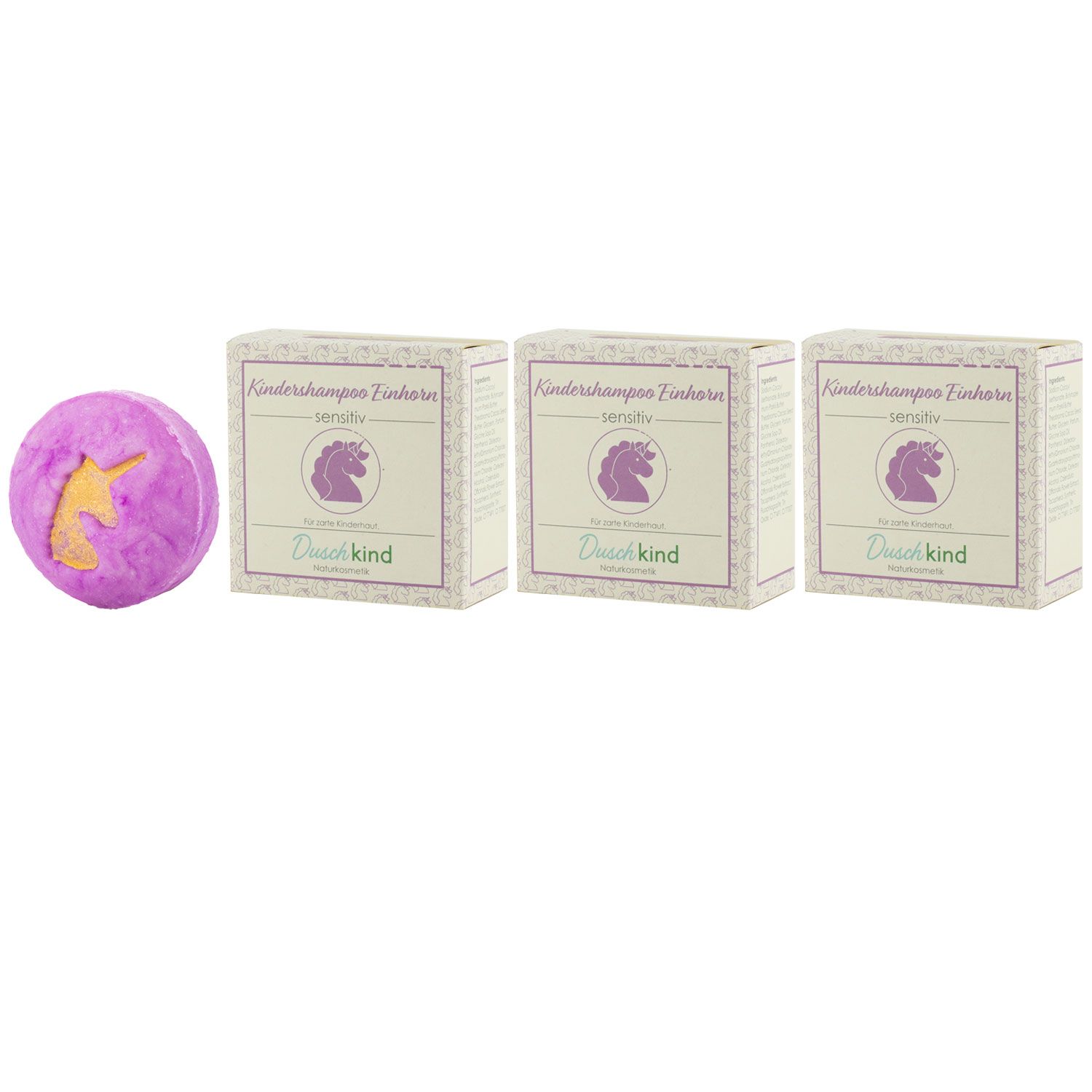 Duschkind festes Kindershampoo Einhorn 3 x 56 g Haut und Haarpflege f�r Kinder tr�nenfreie Set