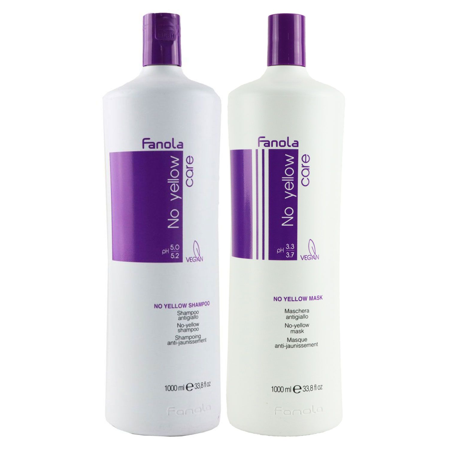 Fanola No Yellow 1000 ml Silbershampoo & 1000 ml Maske Set